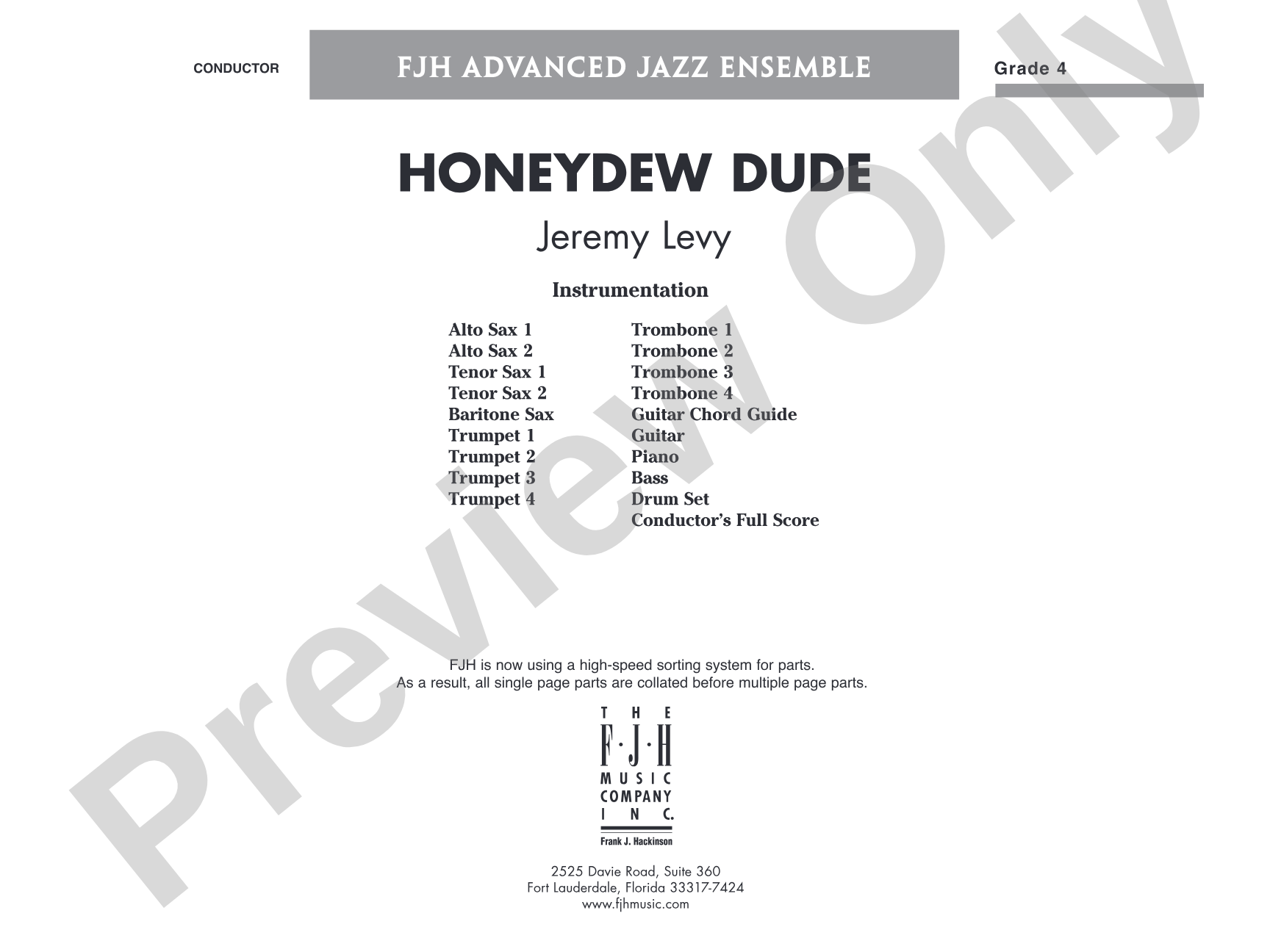 Honeydew Dude: Jazz Ensemble Conductor Score & Parts