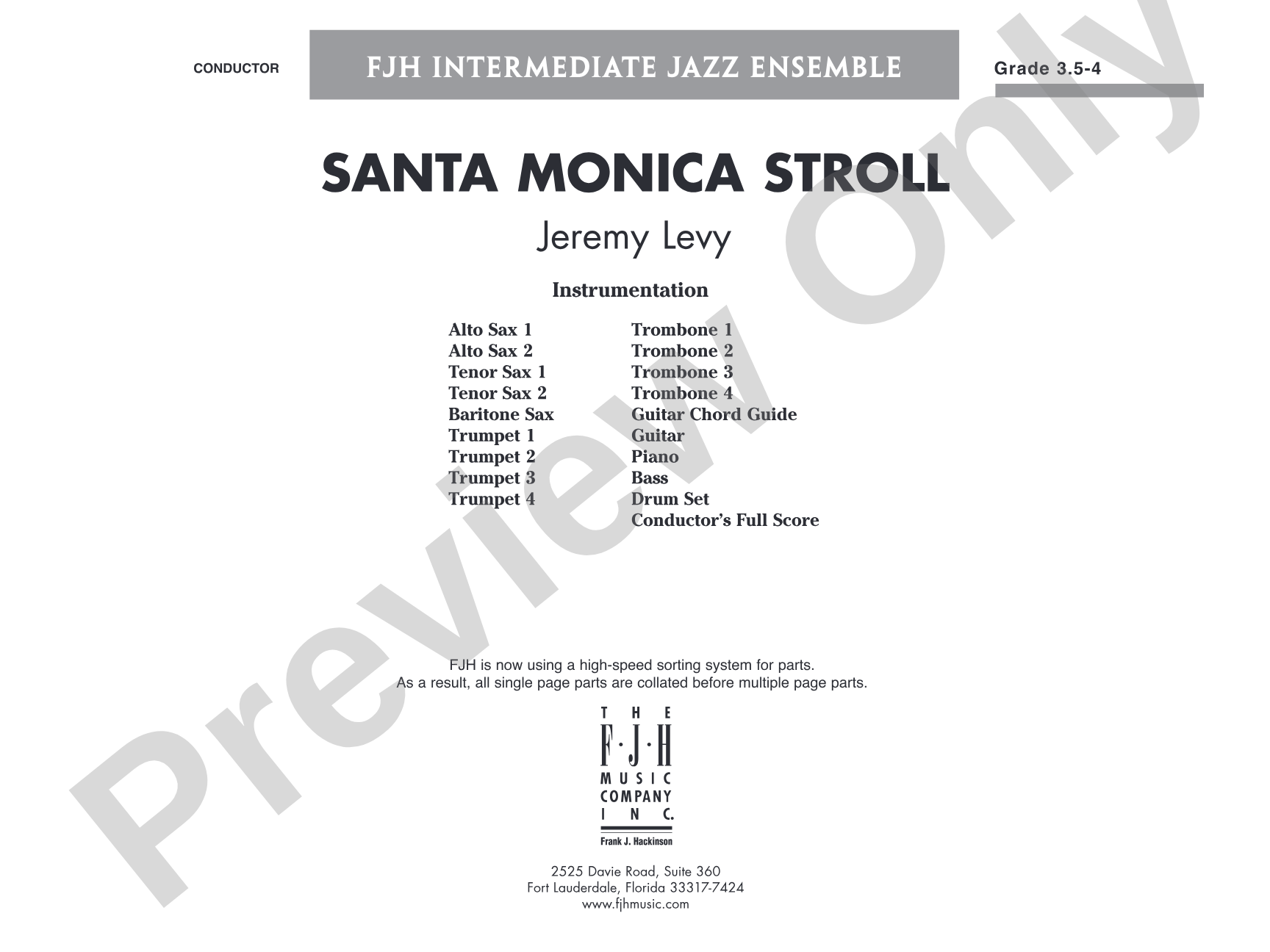Santa Monica Stroll: Jazz Ensemble Conductor Score & Parts