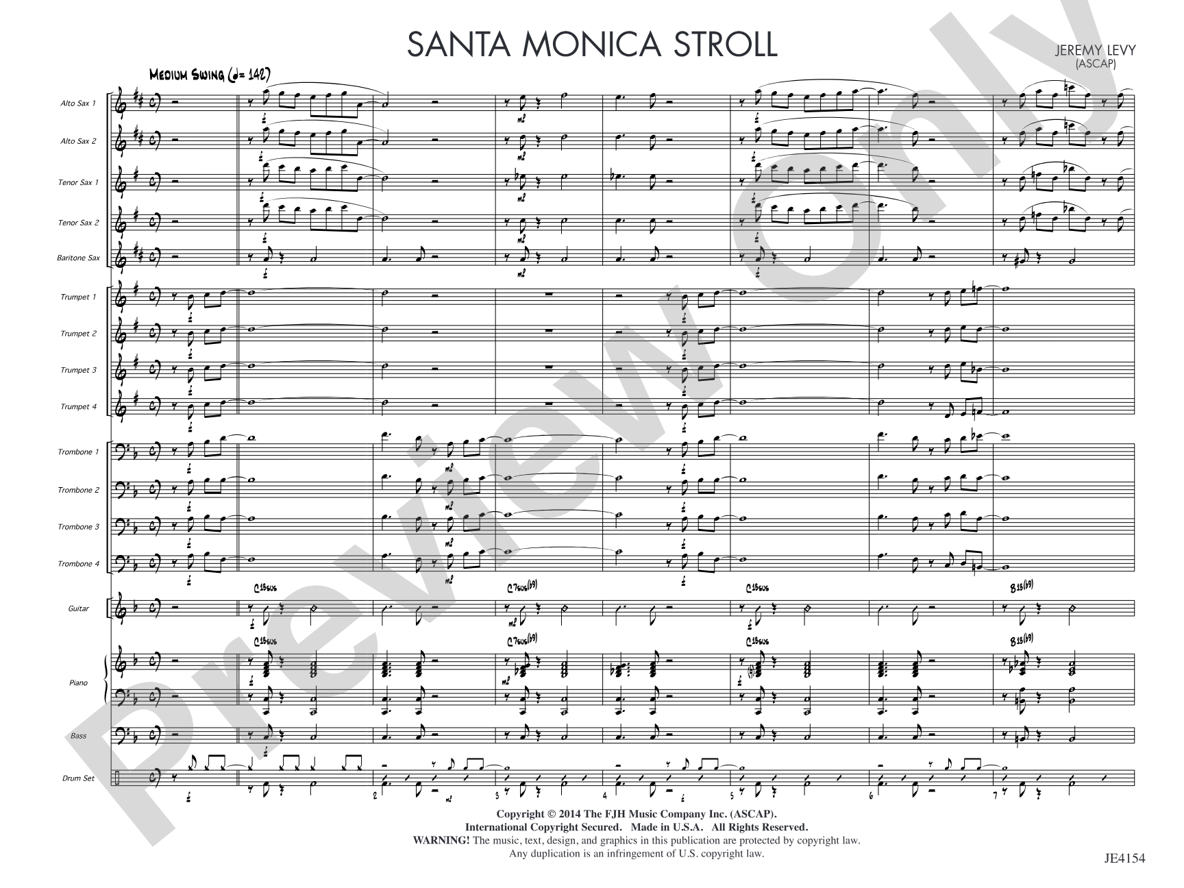 Santa Monica Stroll: Jazz Ensemble Conductor Score & Parts
