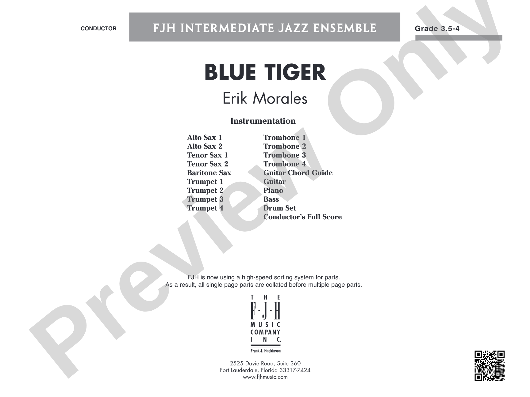 Blue Tiger: Jazz Ensemble Conductor Score & Parts