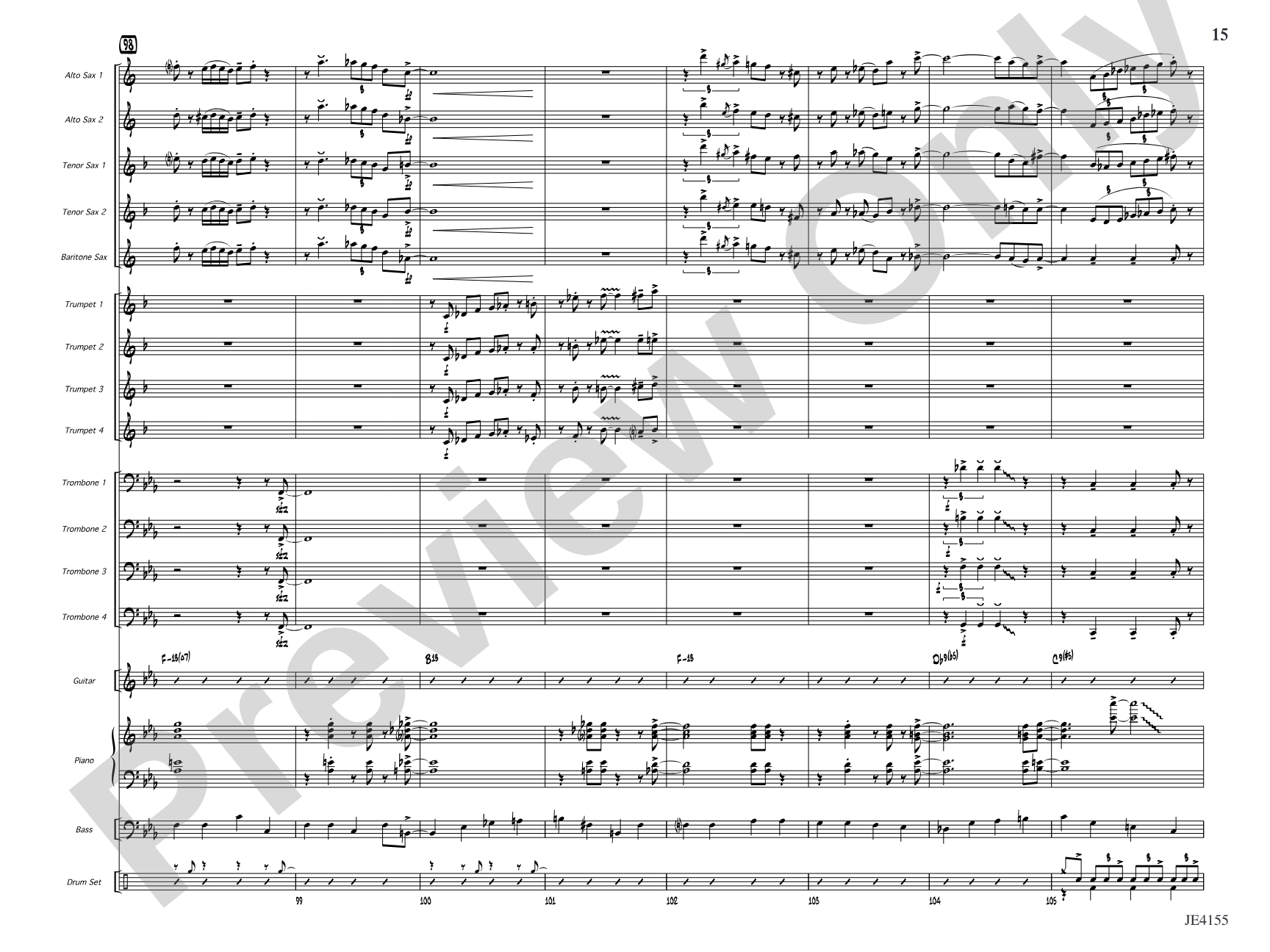 Blue Tiger: Jazz Ensemble Conductor Score & Parts