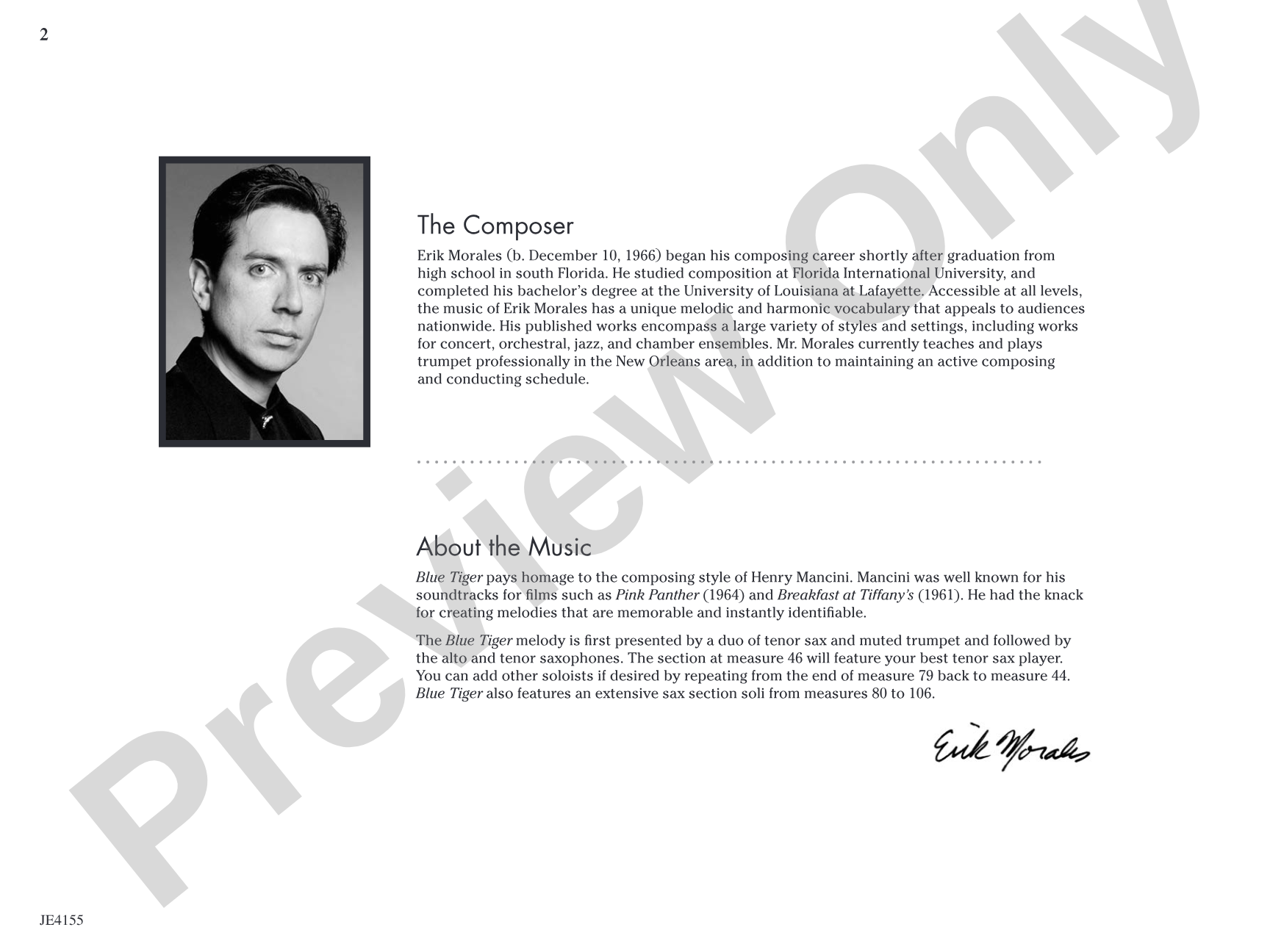 Blue Tiger: Jazz Ensemble Conductor Score & Parts