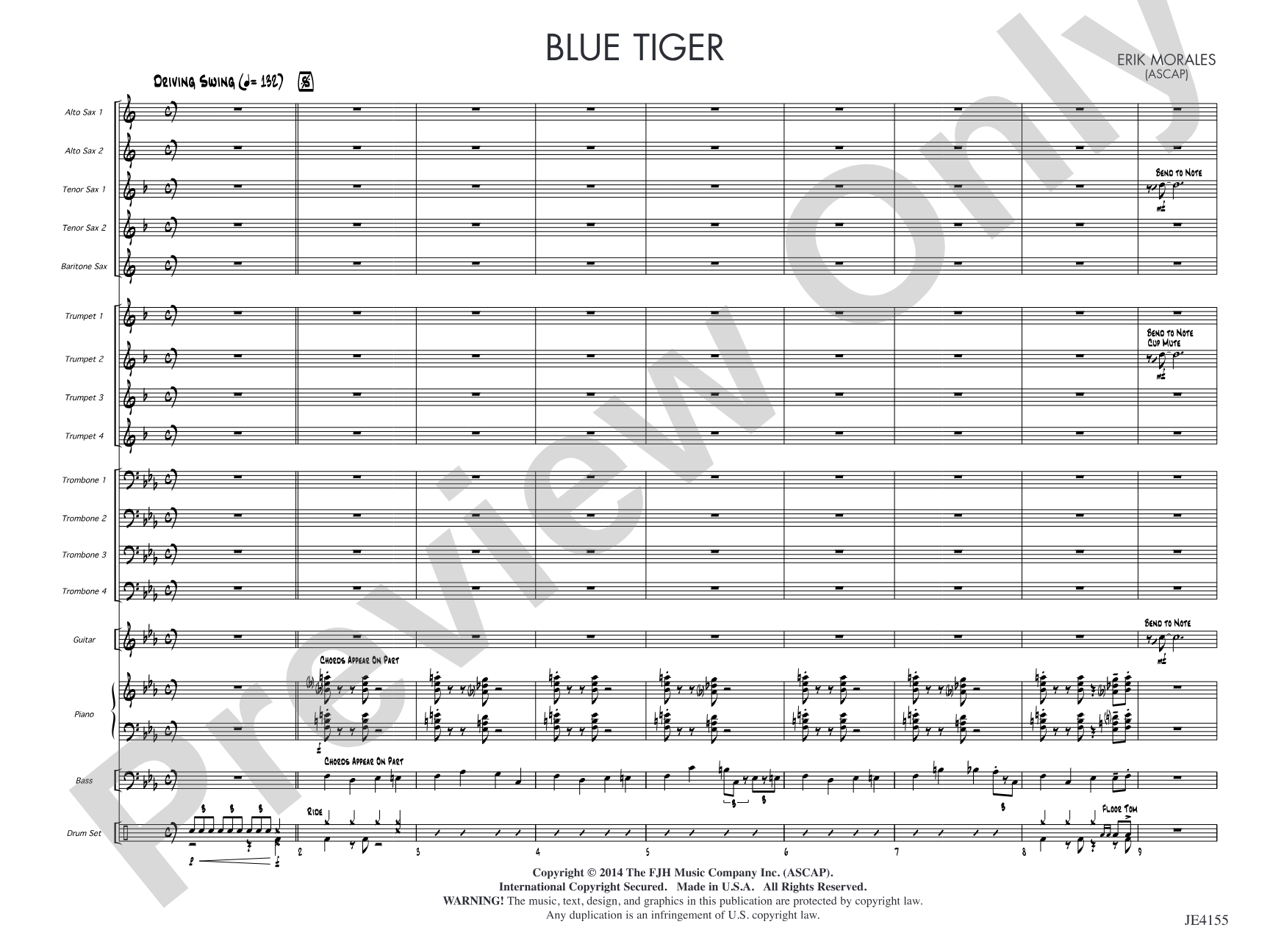 Blue Tiger: Jazz Ensemble Conductor Score & Parts