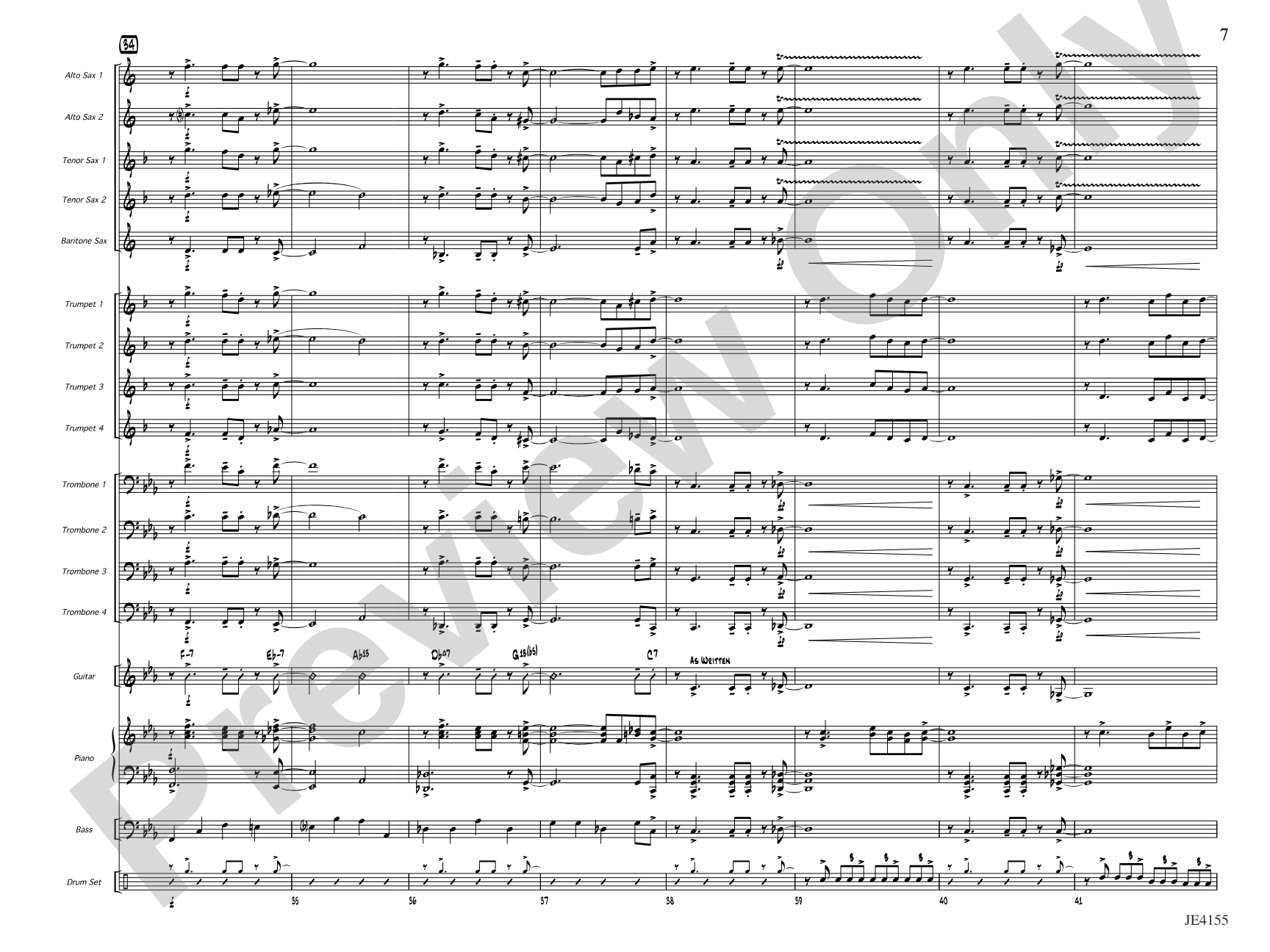 Blue Tiger: Jazz Ensemble Conductor Score & Parts