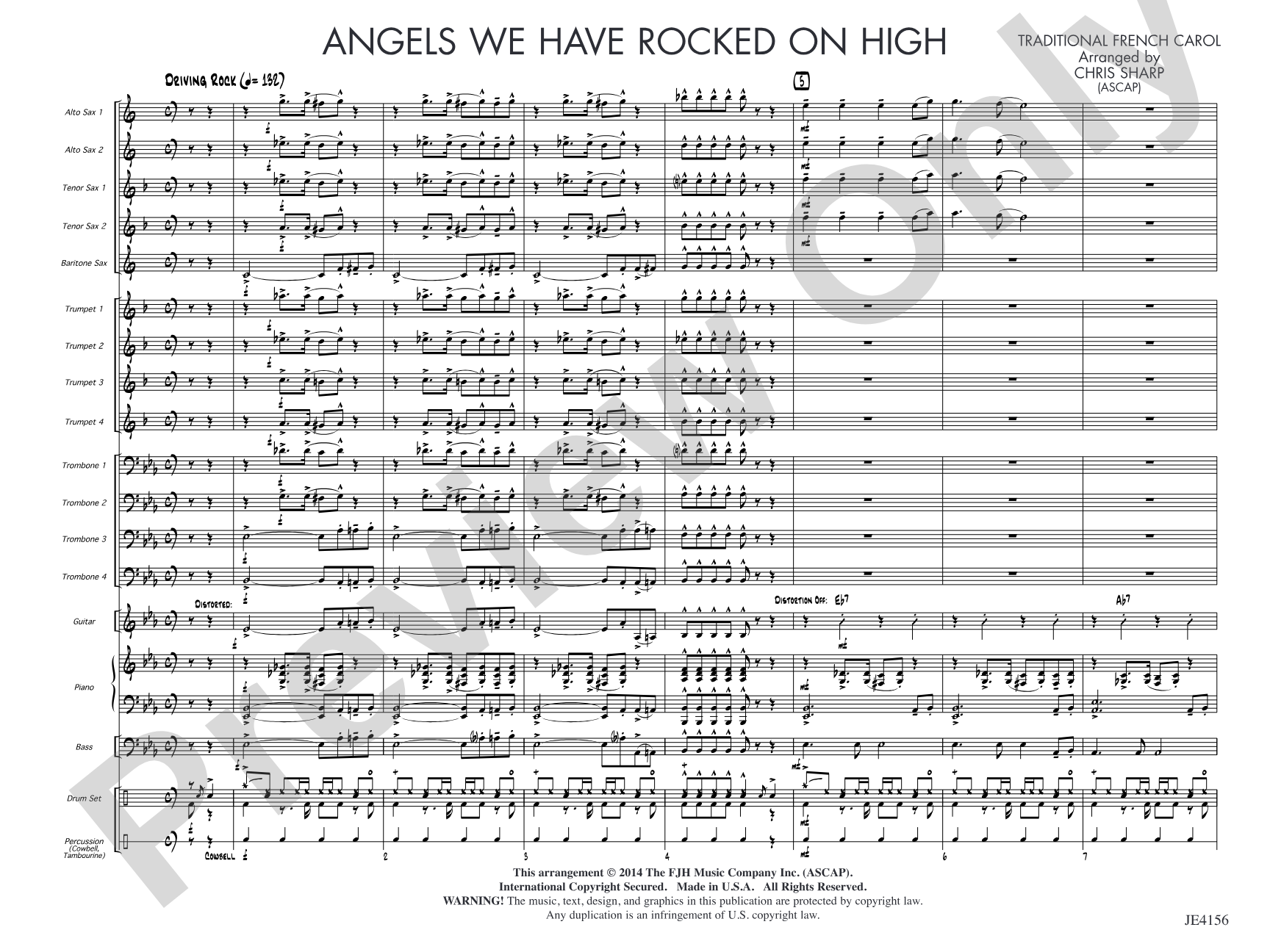 Angels We Have Rocked on High: Jazz Ensemble Conductor Score & Parts