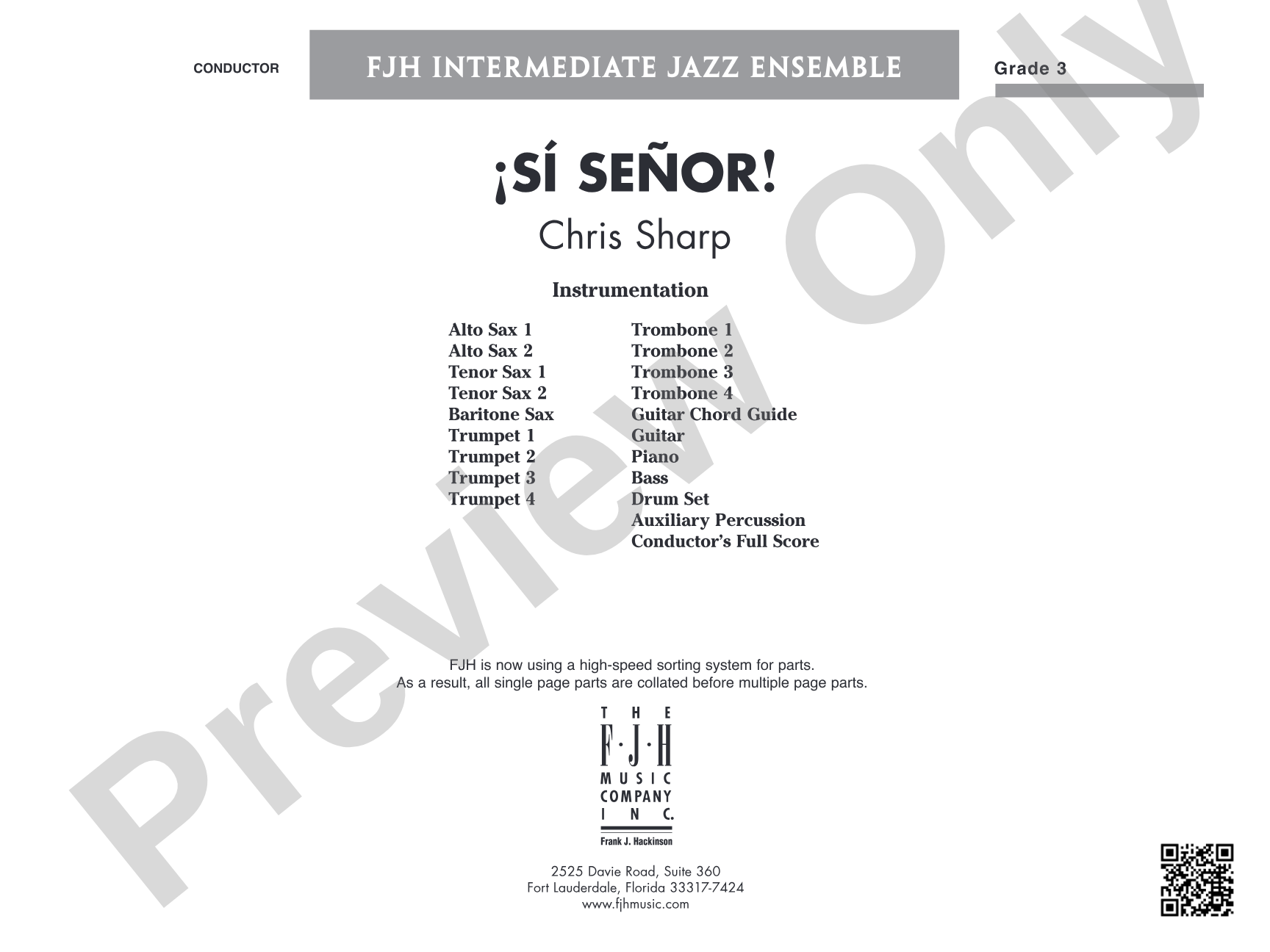Si Senor!: Jazz Ensemble Conductor Score & Parts