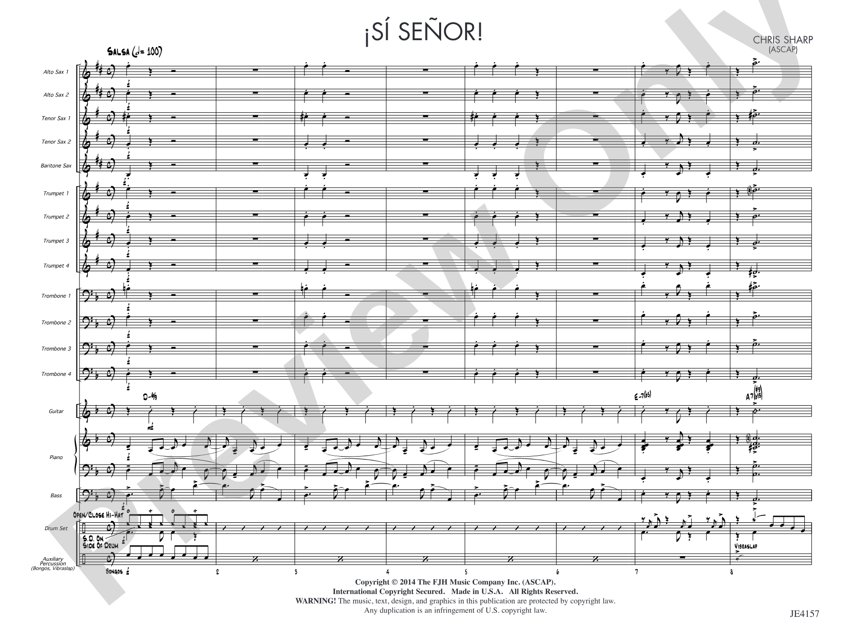 Si Senor!: Jazz Ensemble Conductor Score & Parts