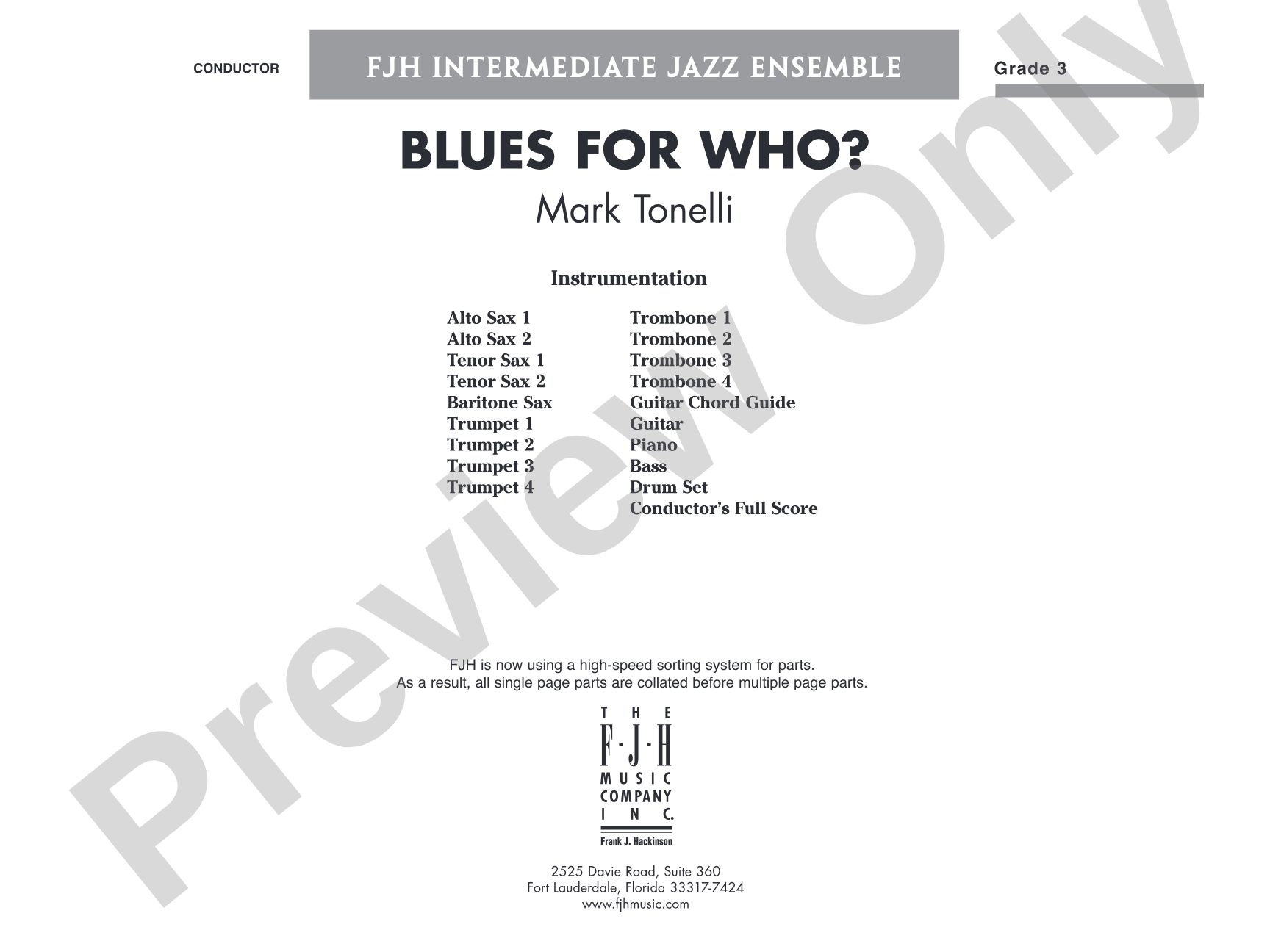 Blues for Who?: Jazz Ensemble Conductor Score & Parts