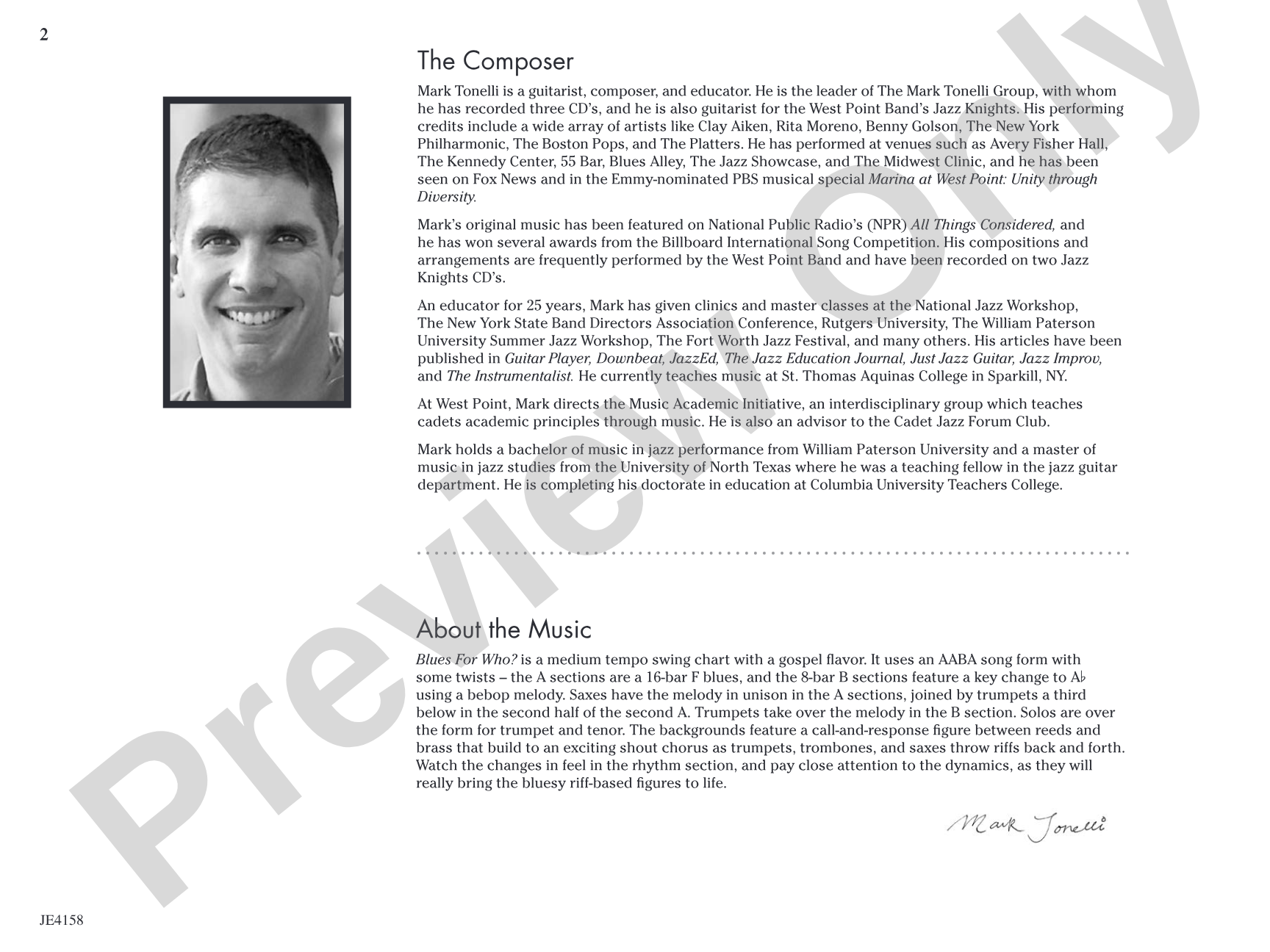 Blues for Who?: Jazz Ensemble Conductor Score & Parts