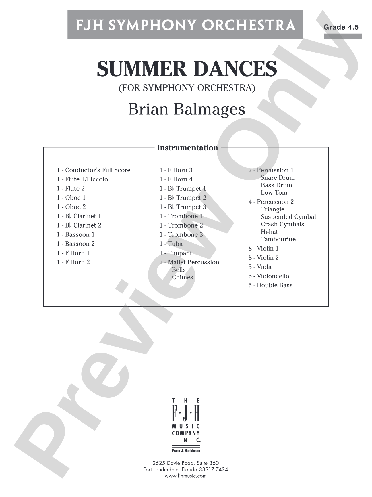 Summer Dances: Full Orchestra Conductor Score & Parts