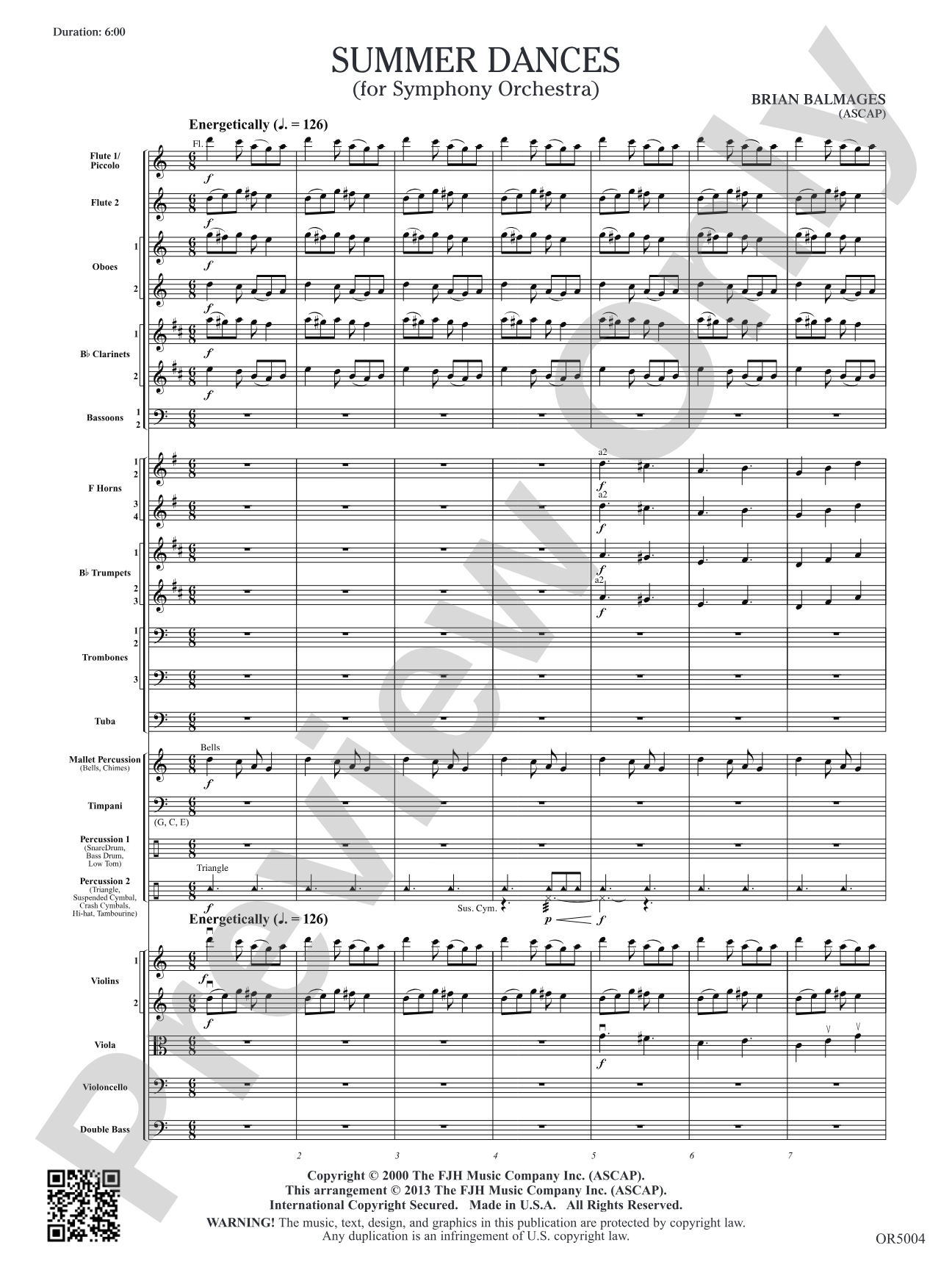 Summer Dances: Full Orchestra Conductor Score & Parts