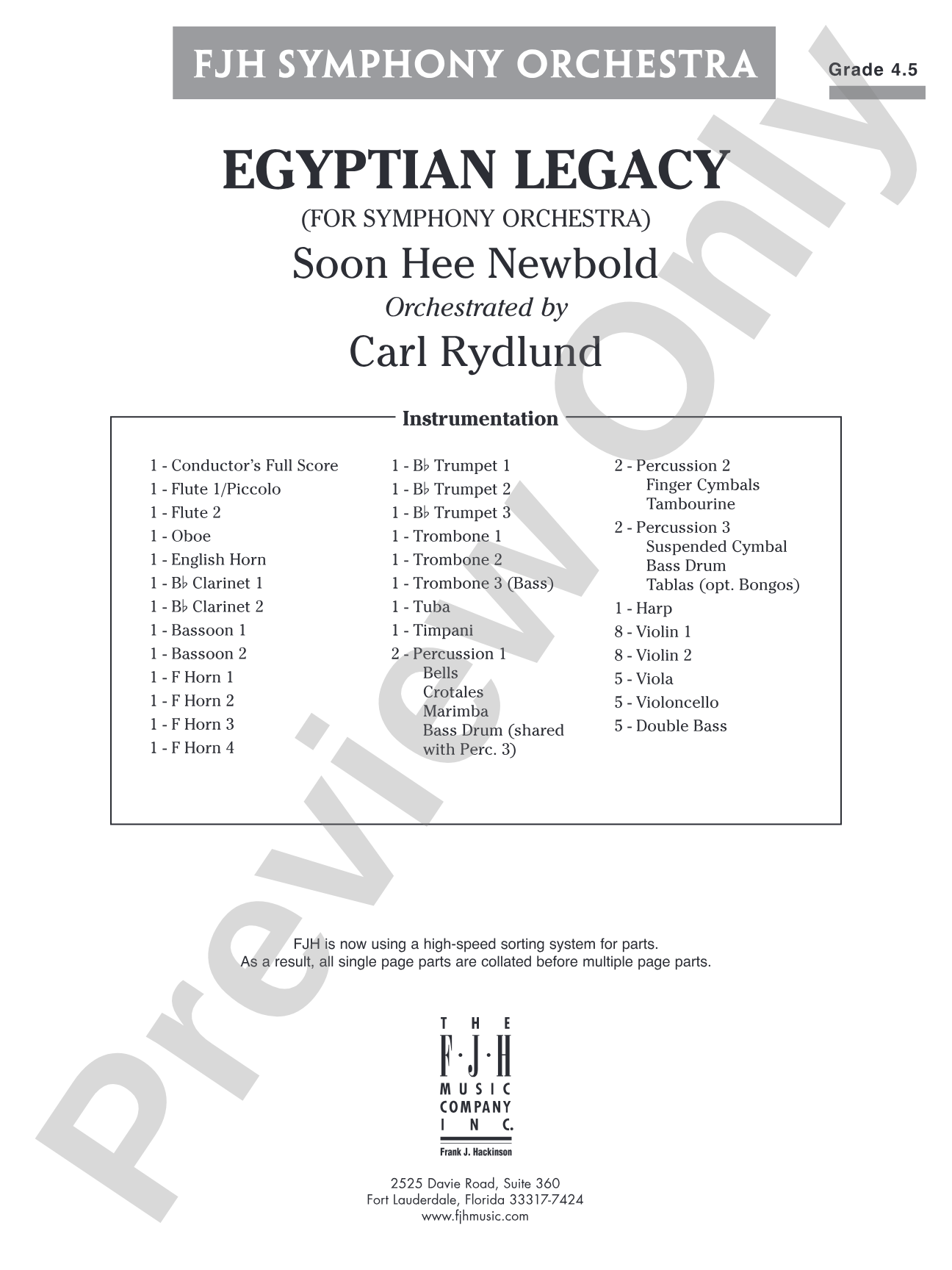 Egyptian Legacy: Full Orchestra Conductor Score & Parts