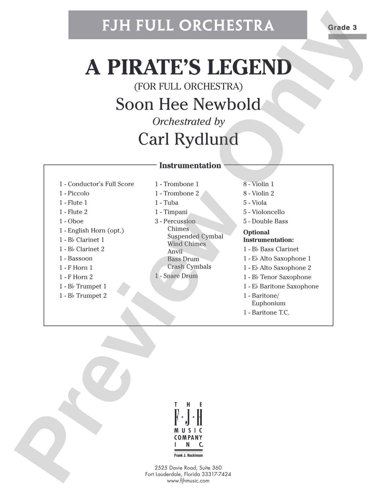 A Pirate's Legend: Full Orchestra Conductor Score & Parts
