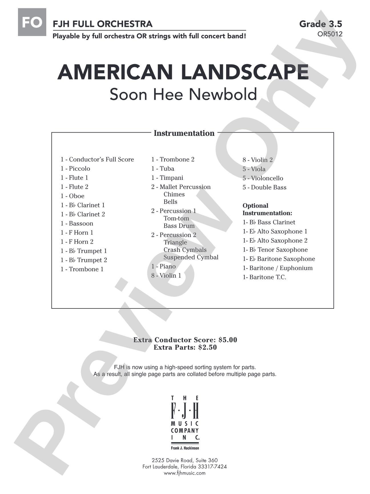 American Landscape: Full Orchestra Conductor Score & Parts
