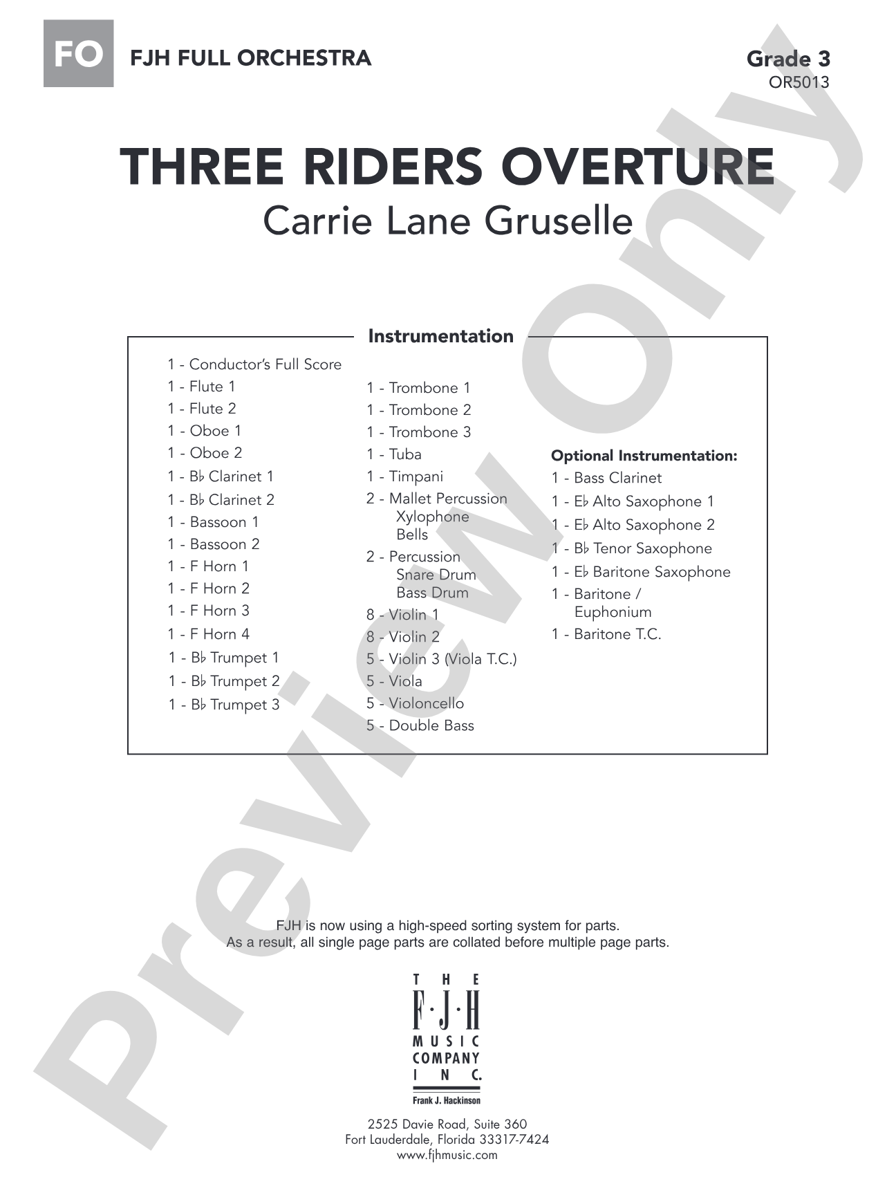 Three Riders Overture: Full Orchestra Conductor Score & Parts