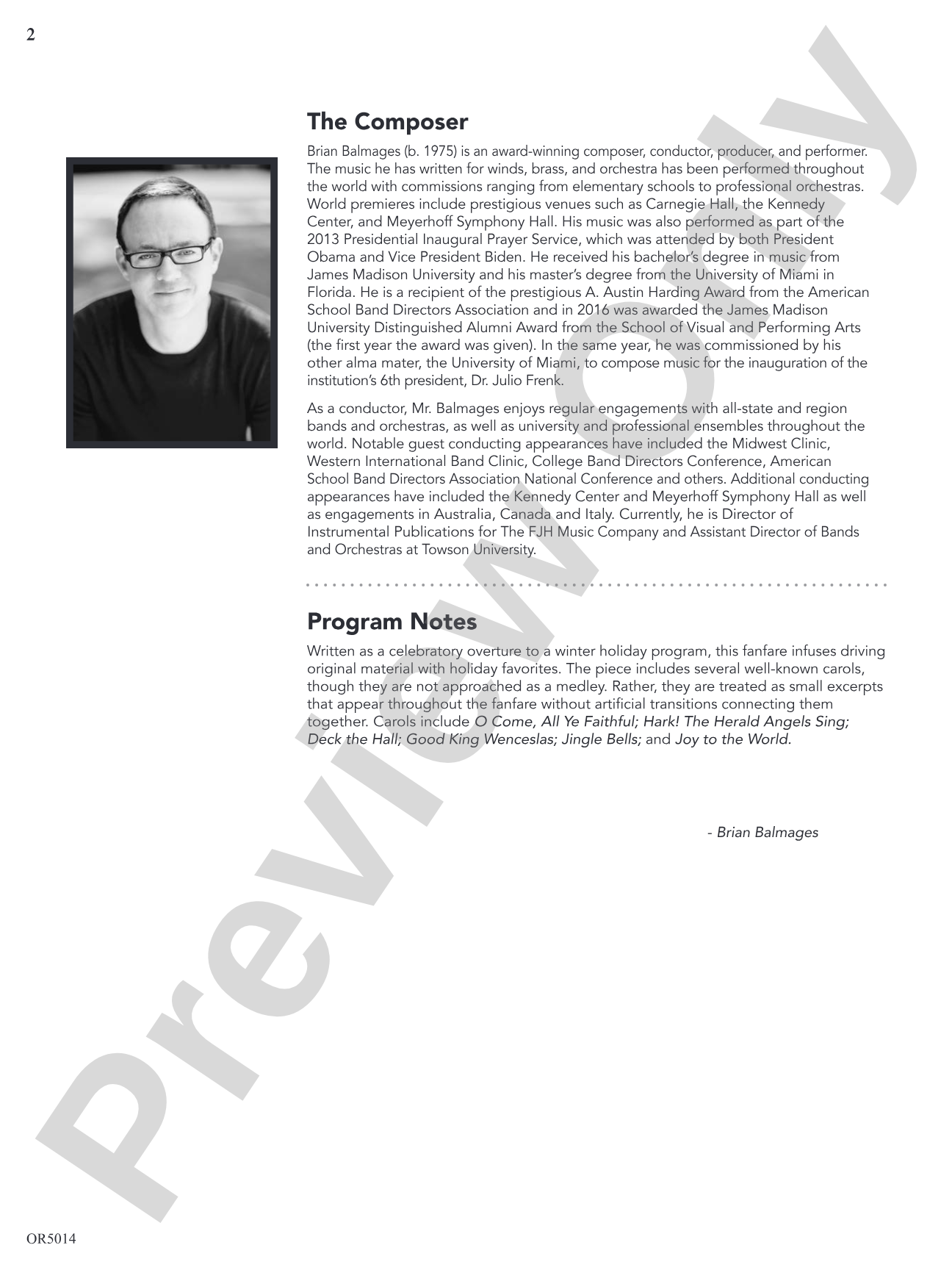 A Festive Fanfare: Score