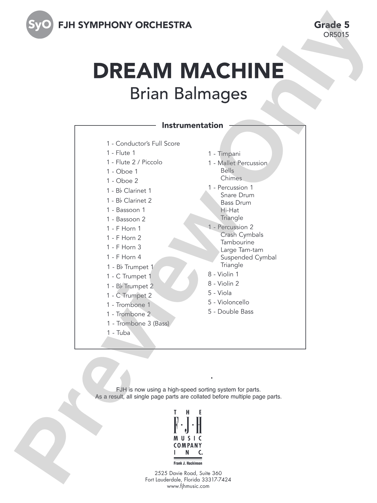 Dream Machine: Full Orchestra Conductor Score & Parts
