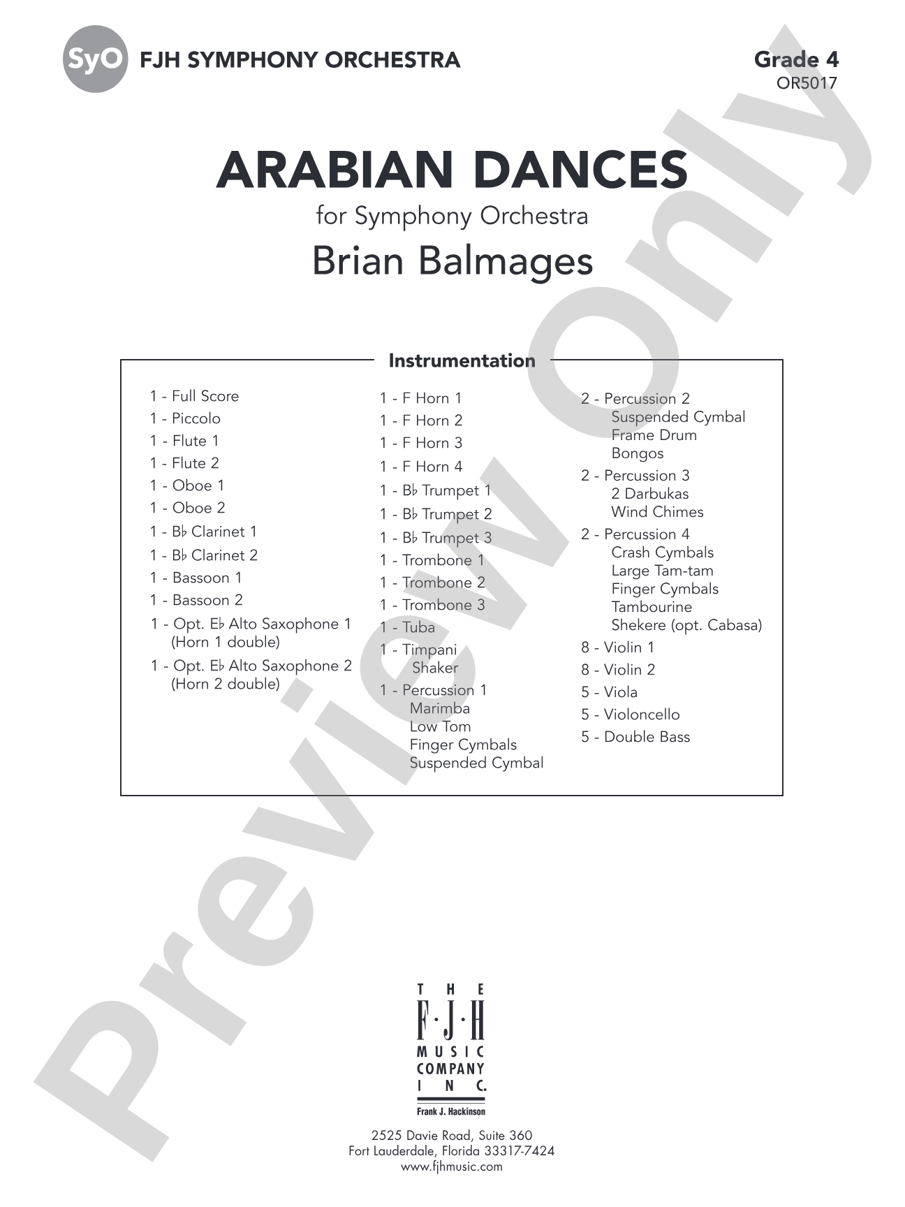 Arabian Dances: Full Orchestra Conductor Score & Parts