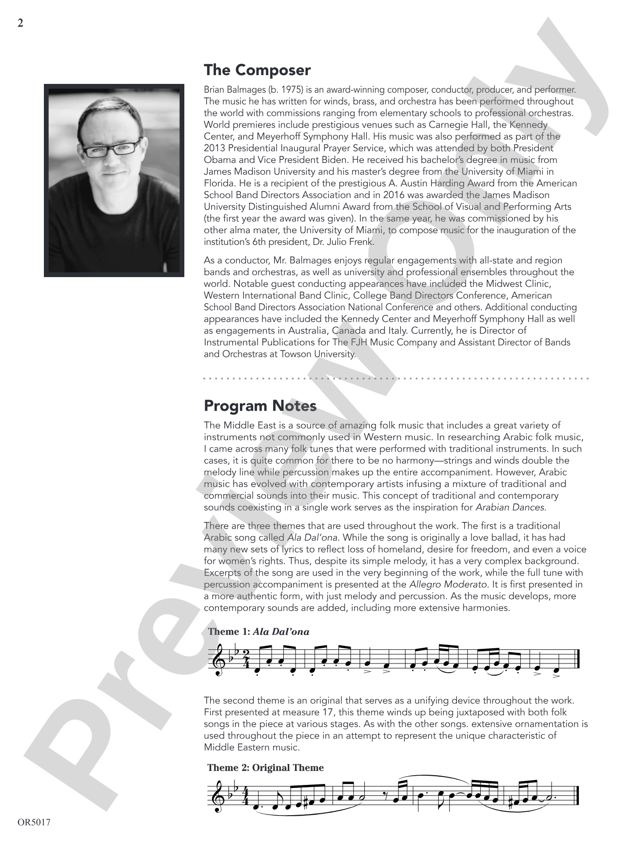 Arabian Dances: Full Orchestra Conductor Score & Parts