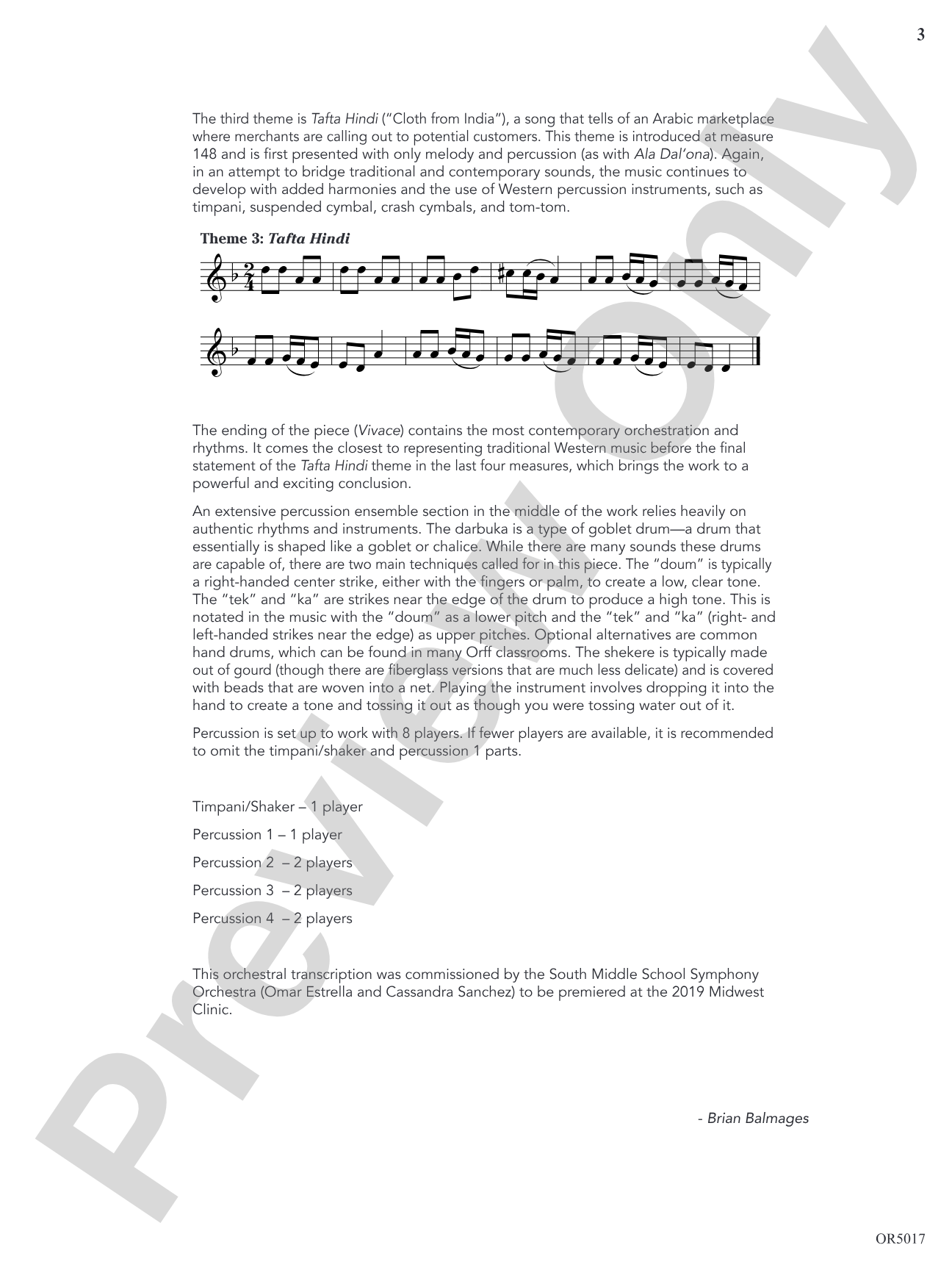 Arabian Dances: Full Orchestra Conductor Score & Parts
