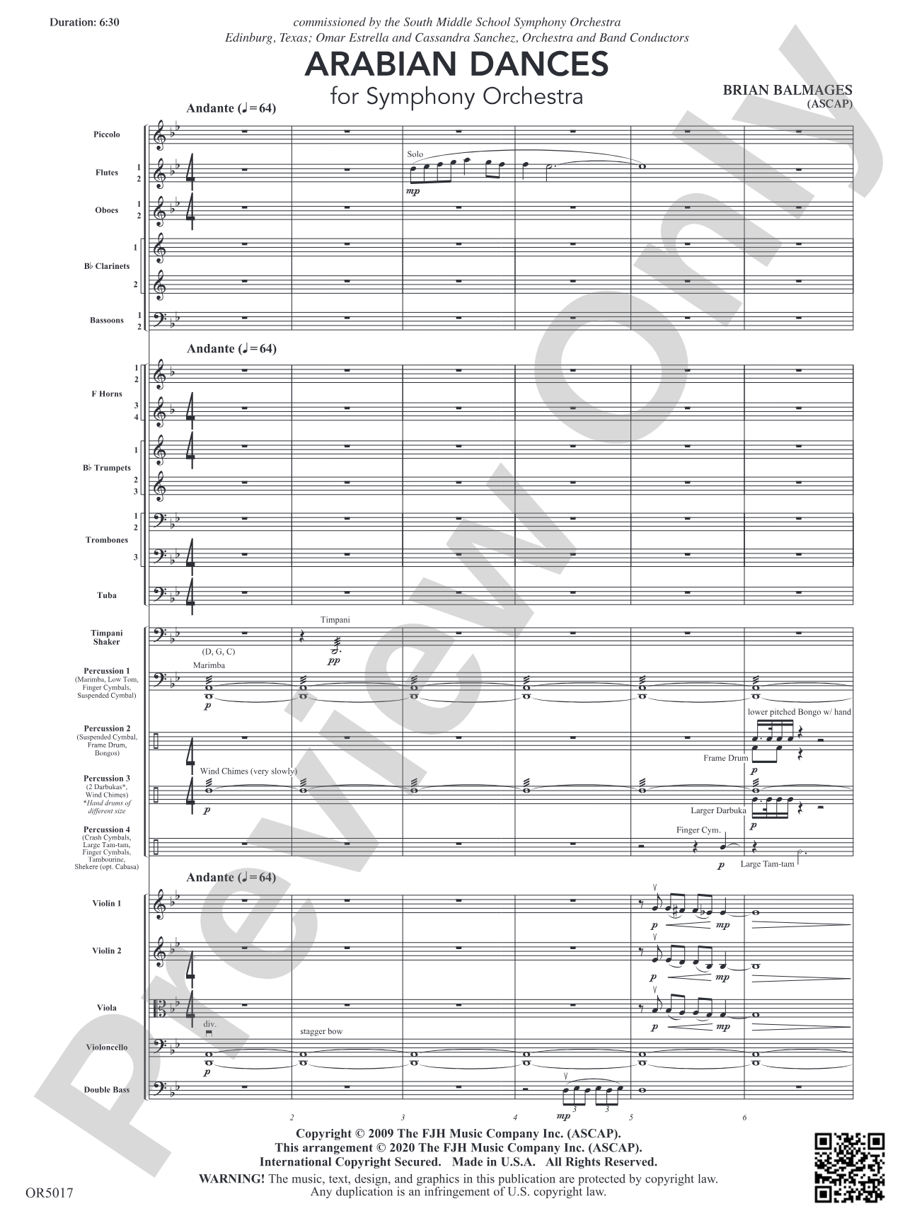 Arabian Dances: Full Orchestra Conductor Score & Parts
