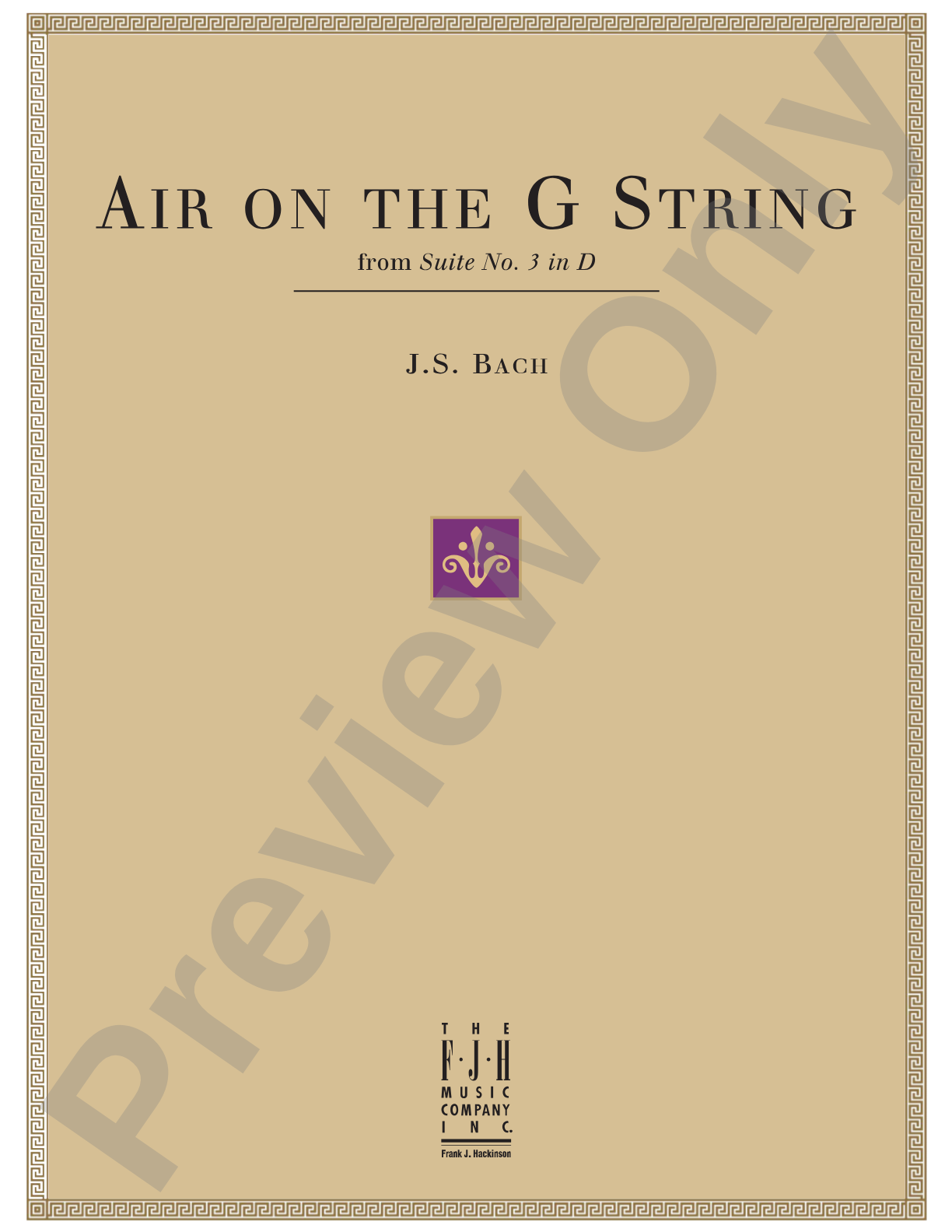 Air on the G String, from Suite No. 3 in D: Piano