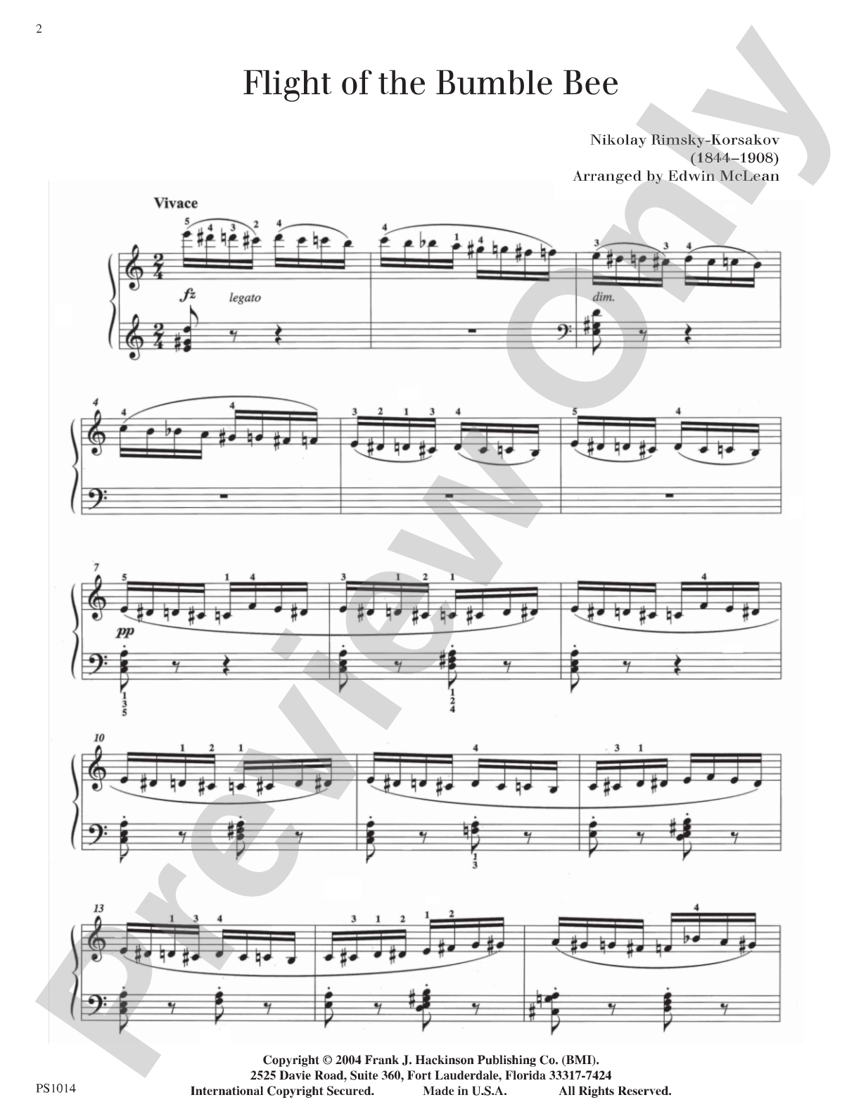 Flight of the Bumble Bee: Piano