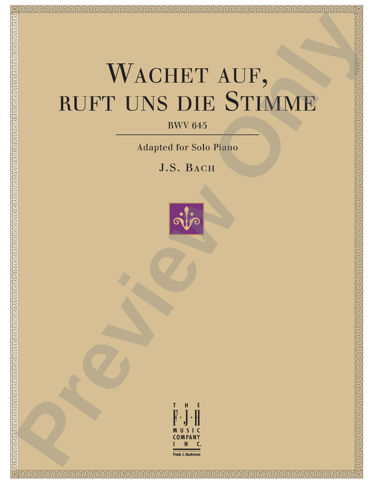 Wachet auf, ruft uns die Stimme, BWV 645: Piano