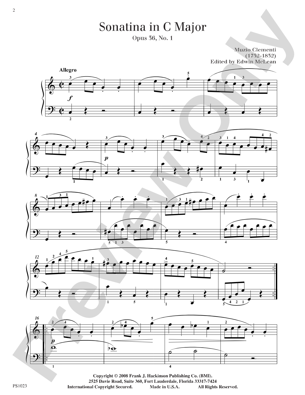 Sonatina in C Major, Op. 36, No. 1: Piano