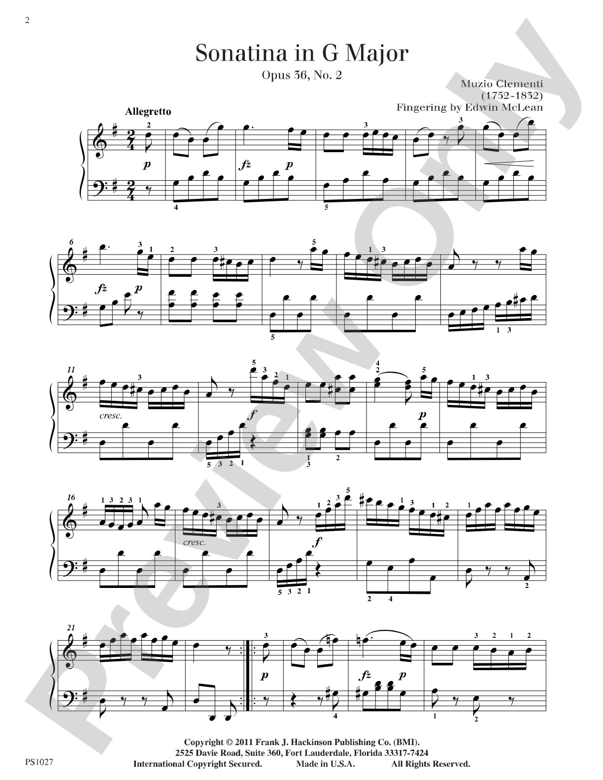 Sonatina in G Major, Op.36, No.2: Piano