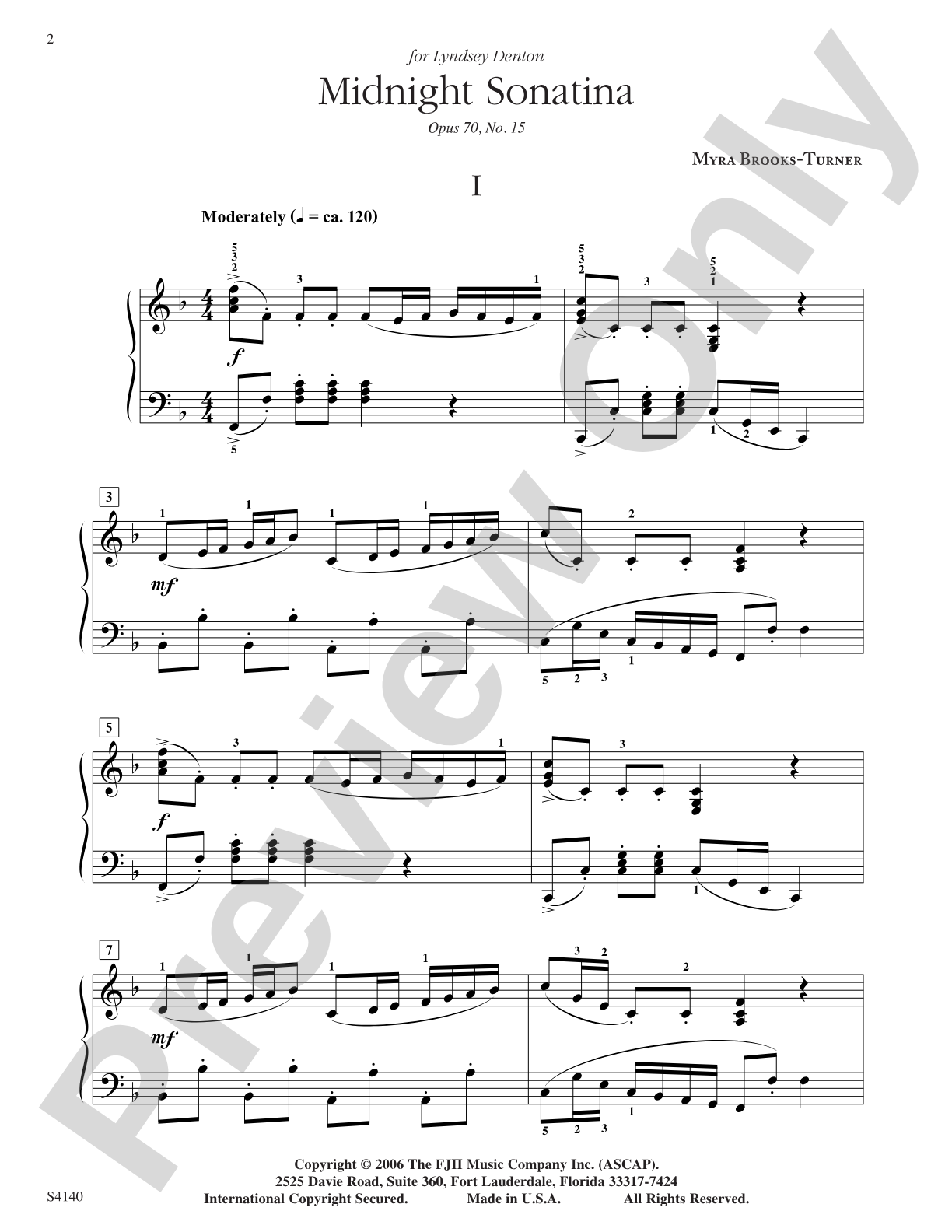 Midnight Sonatina, Op. 70, No. 15: Piano