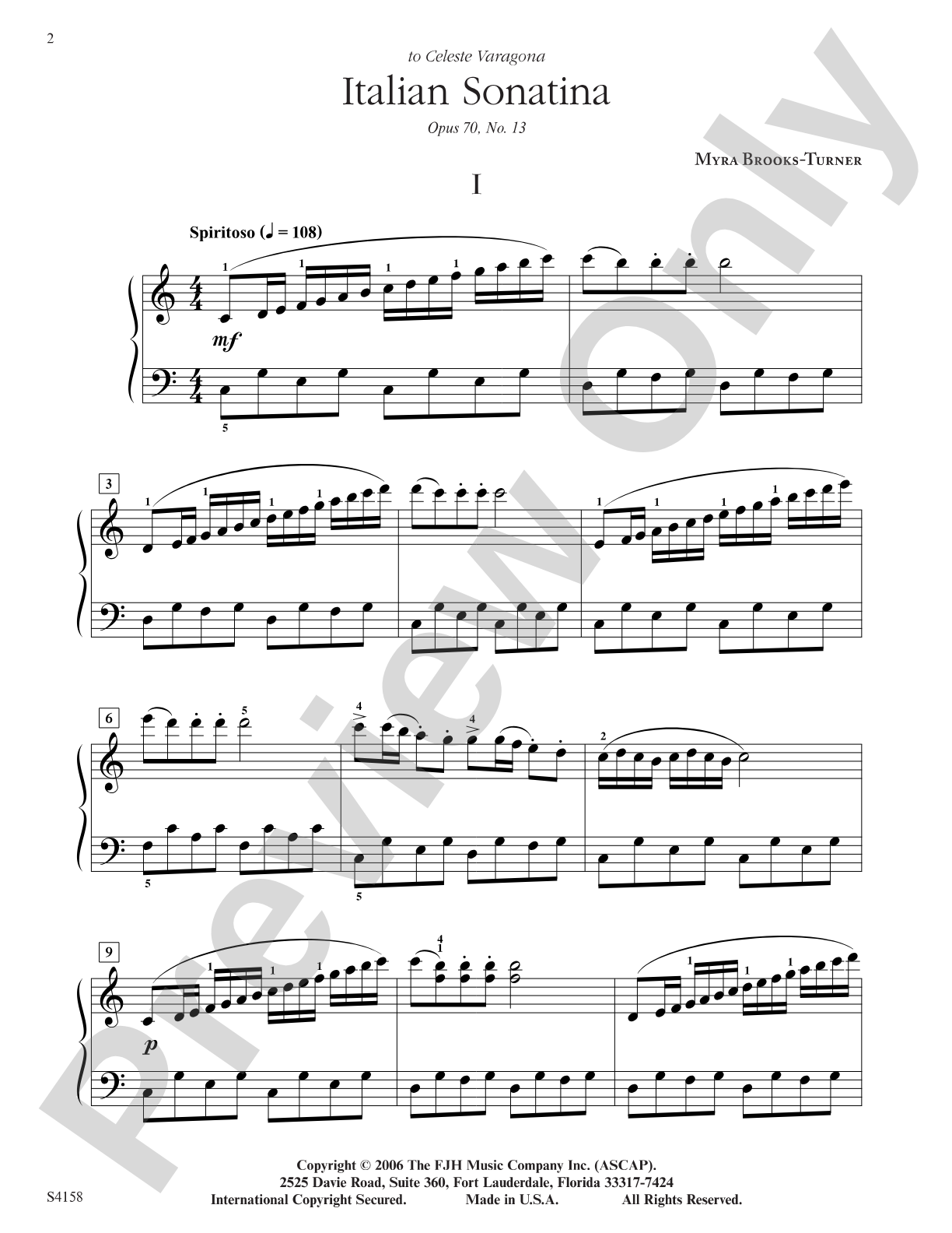 Italian Sonatina, Op. 70, No. 13: Piano
