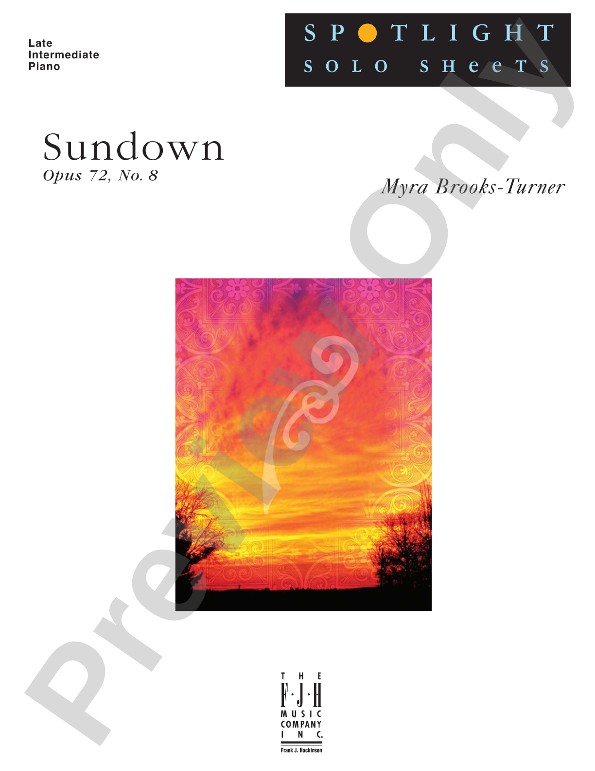Sundown, Op. 72, No. 8: Piano
