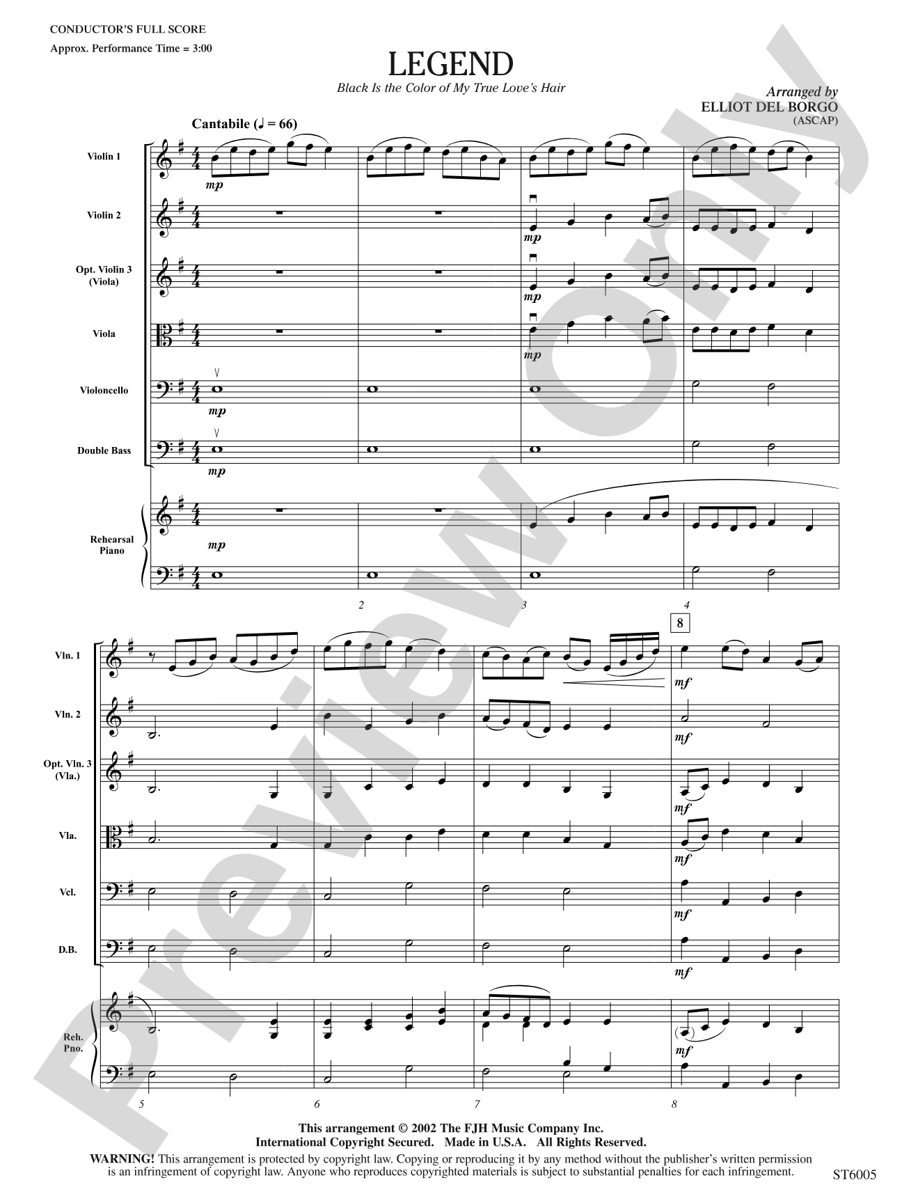 Legend: String Orchestra Conductor Score & Parts