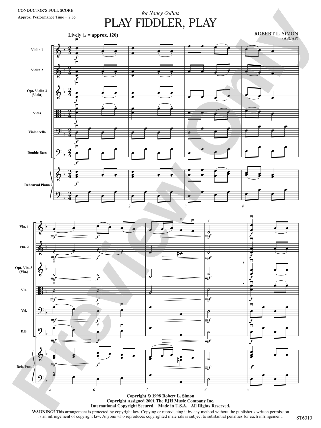 Play Fiddler, Play: String Orchestra Conductor Score & Parts