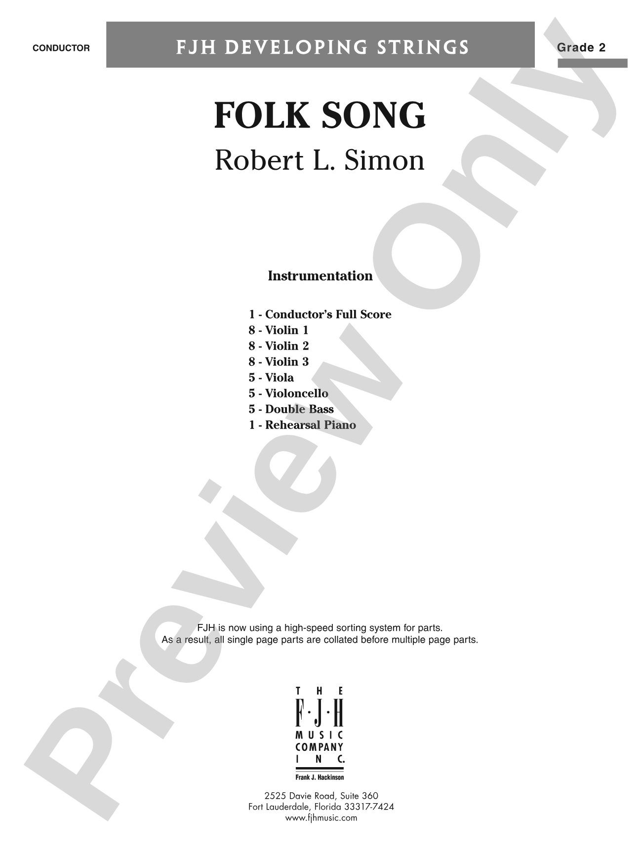 Folk Song (Gum Tree Canoe): String Orchestra Conductor Score & Parts