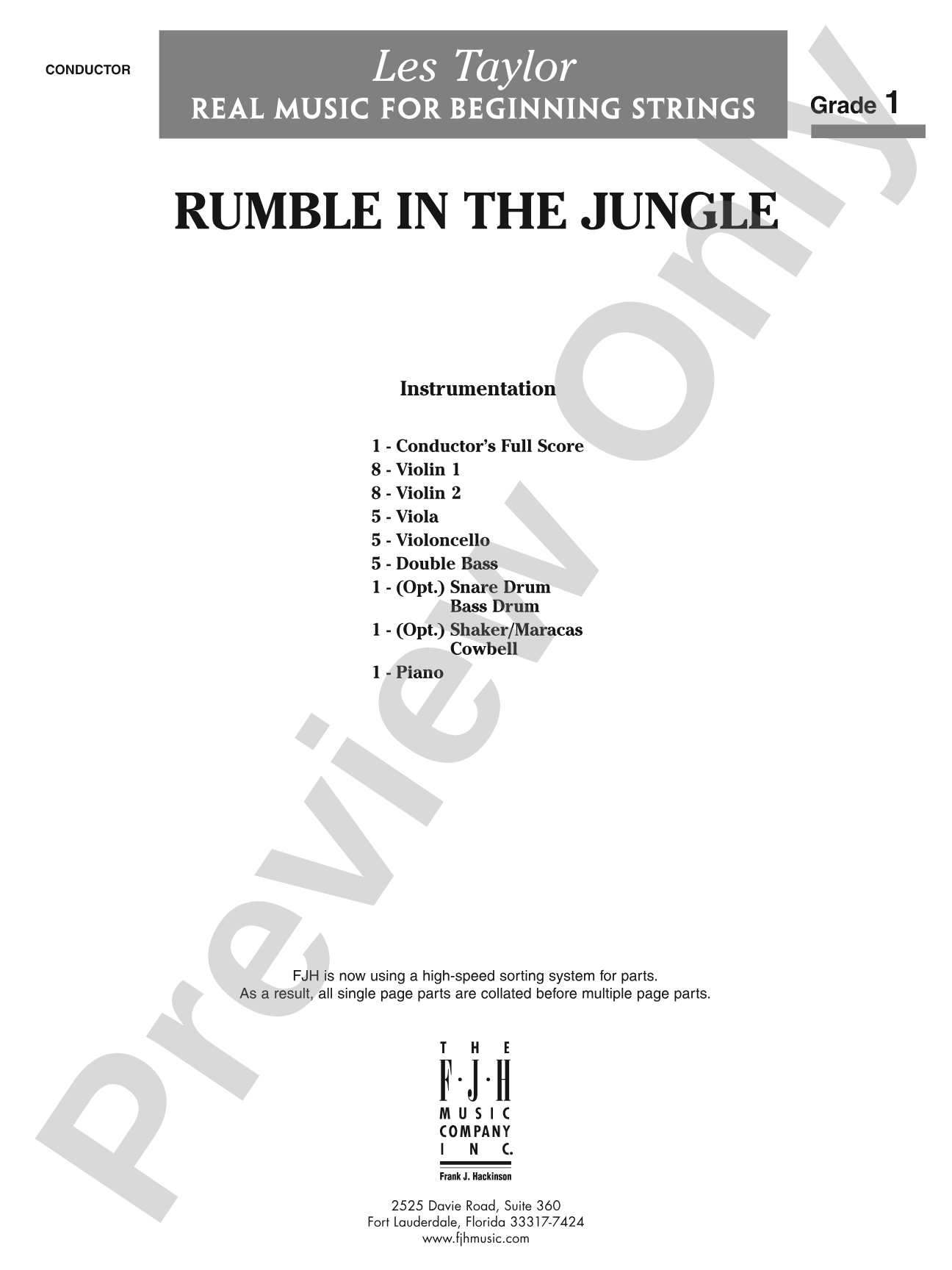 Rumble in the Jungle: String Orchestra Conductor Score & Parts