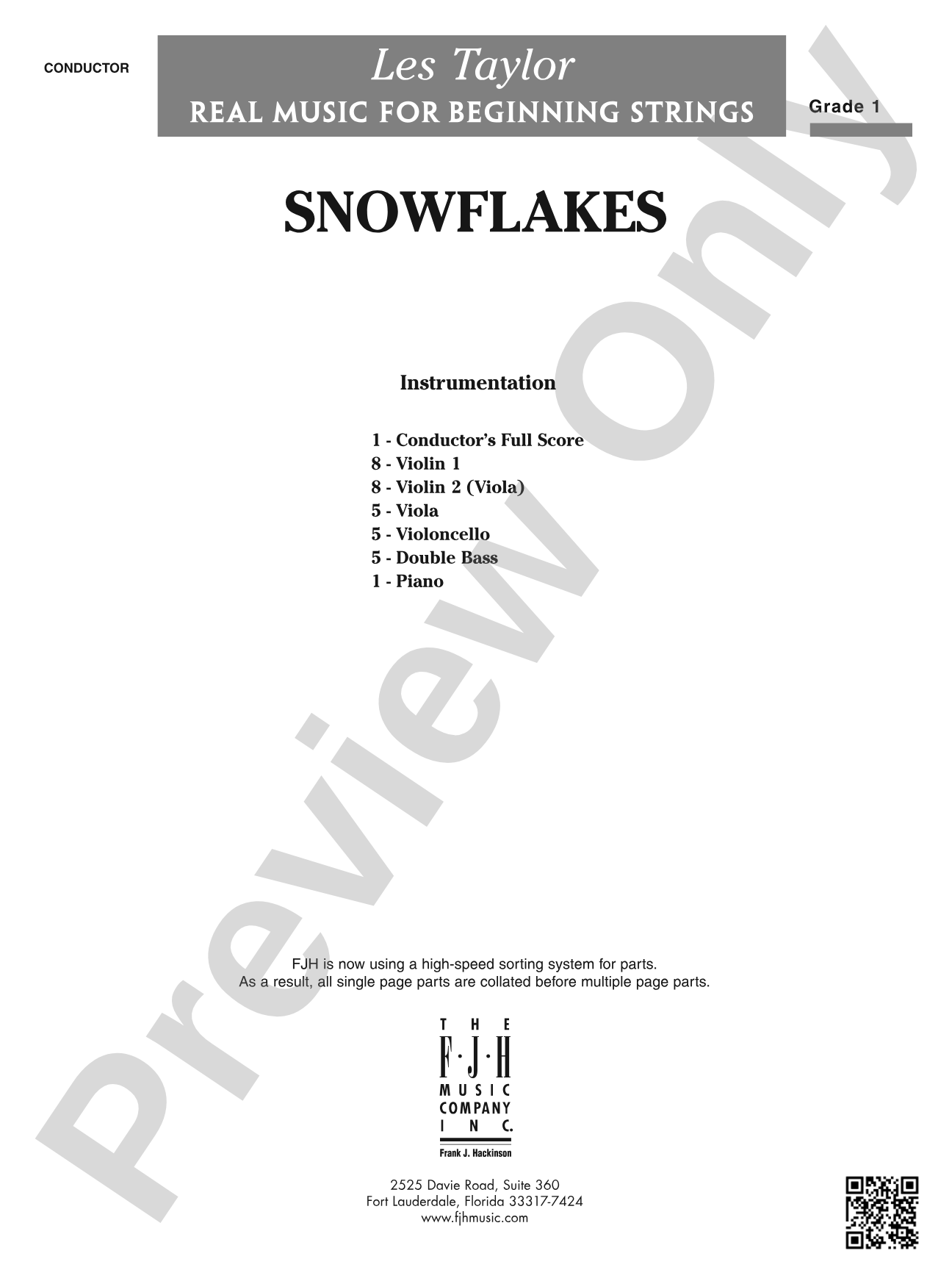 Snowflakes: String Orchestra Conductor Score & Parts