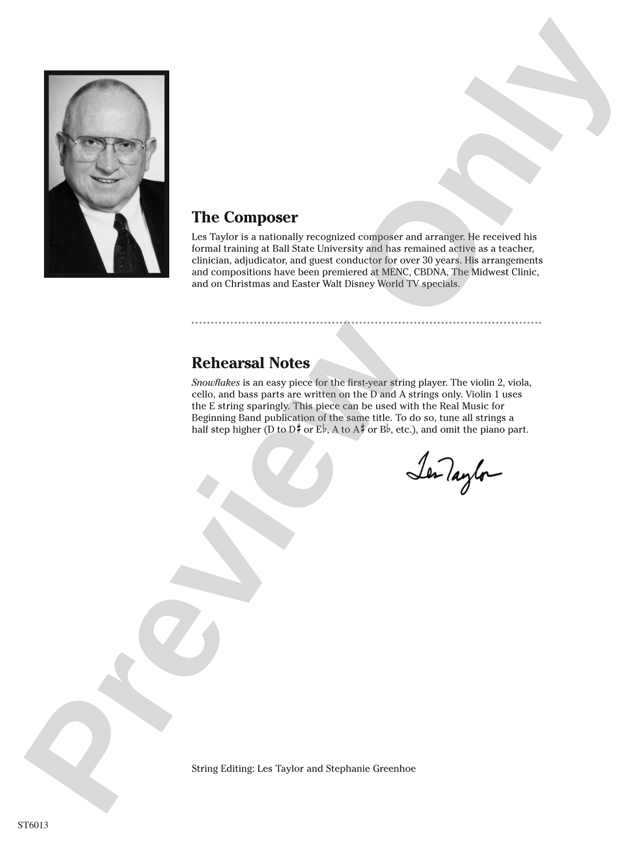Snowflakes: String Orchestra Conductor Score & Parts