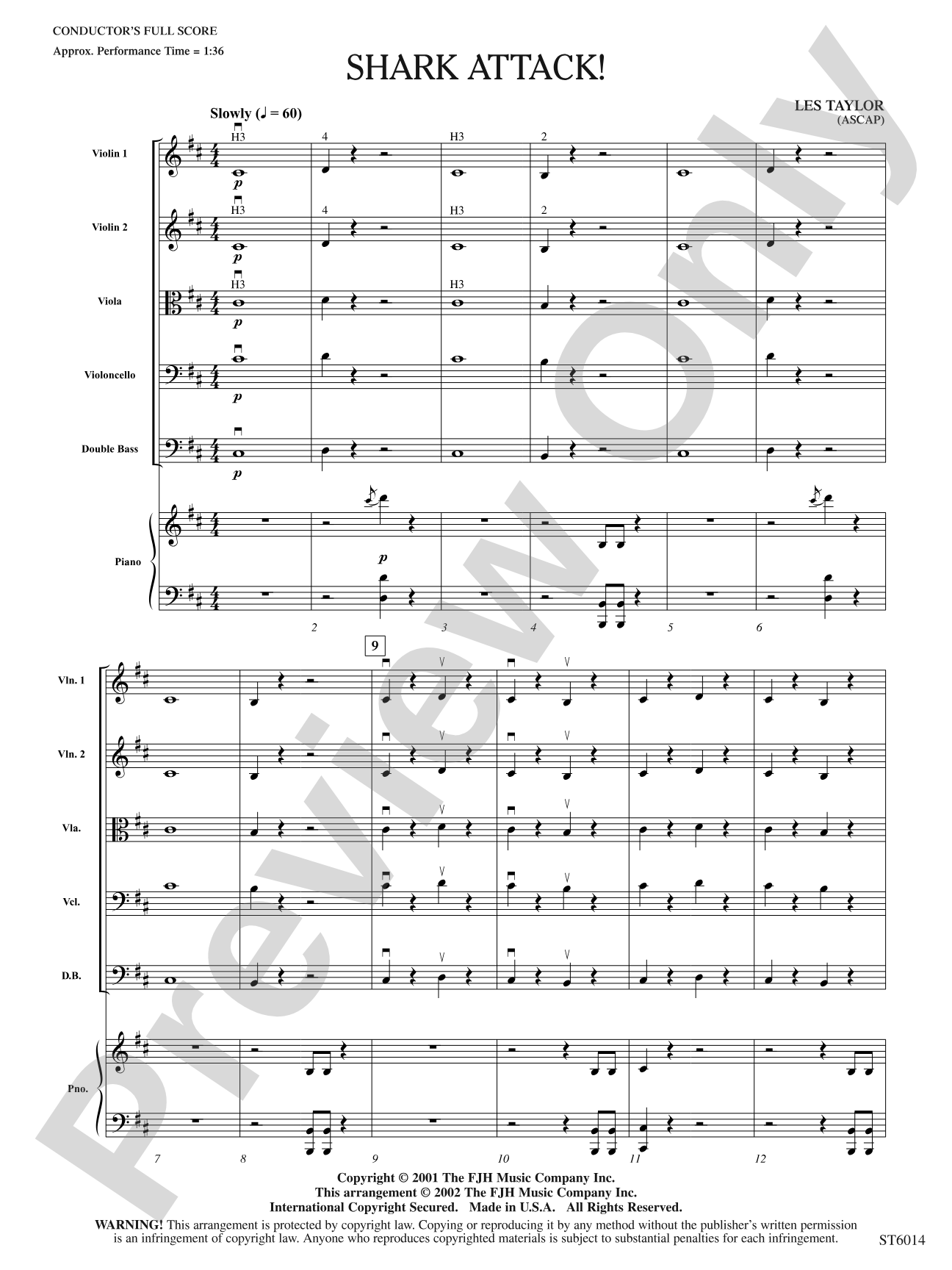 Shark Attack!: String Orchestra Conductor Score & Parts