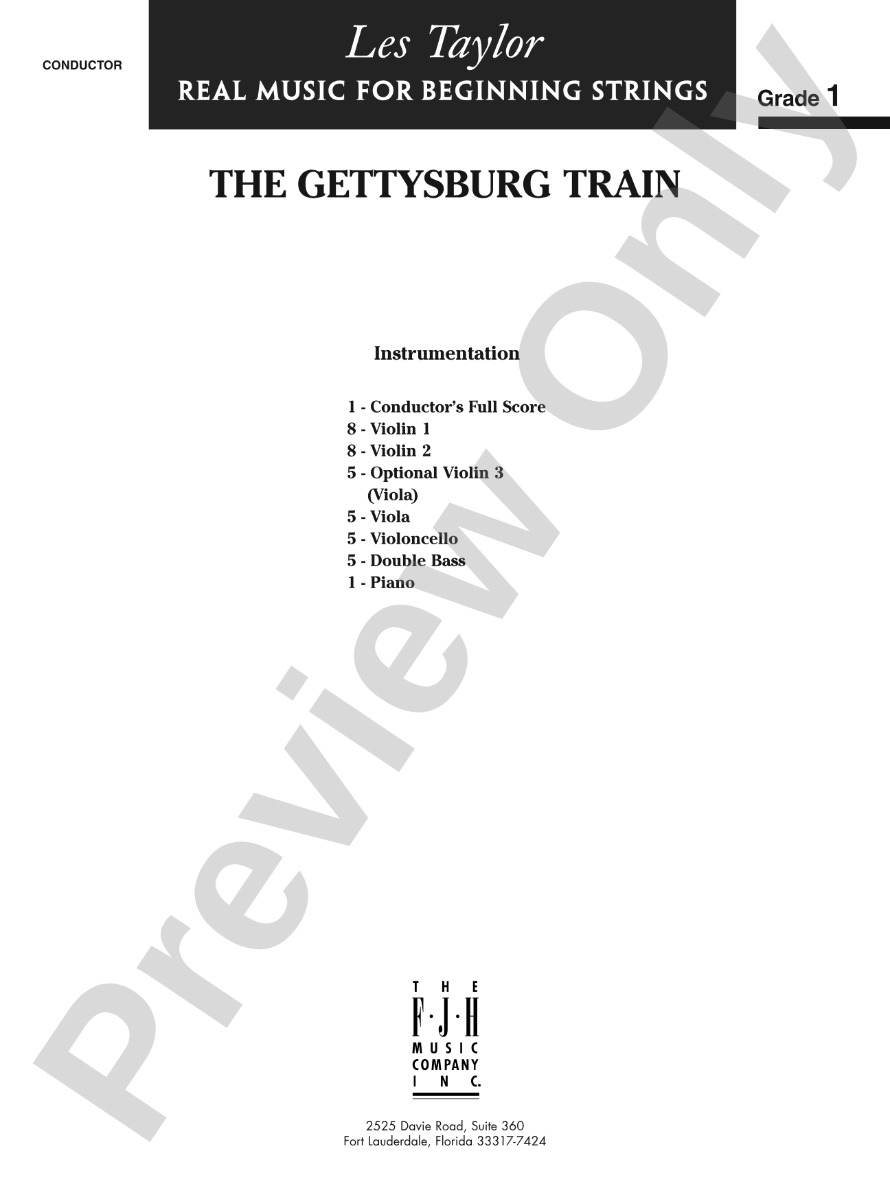 The Gettysburg Train: String Orchestra Conductor Score & Parts