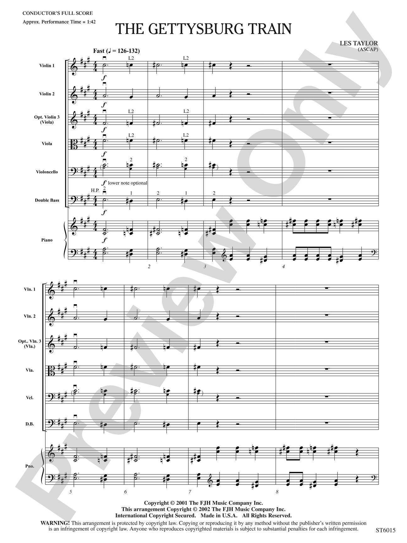 The Gettysburg Train: String Orchestra Conductor Score & Parts