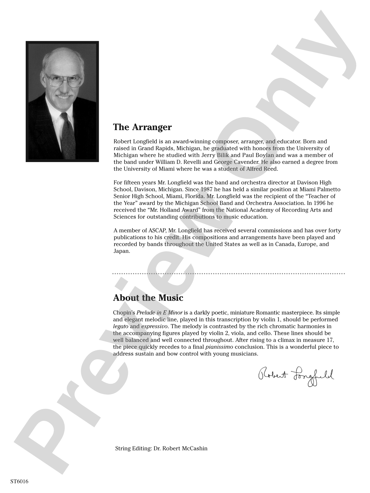 Prelude in E Minor: String Orchestra Conductor Score & Parts