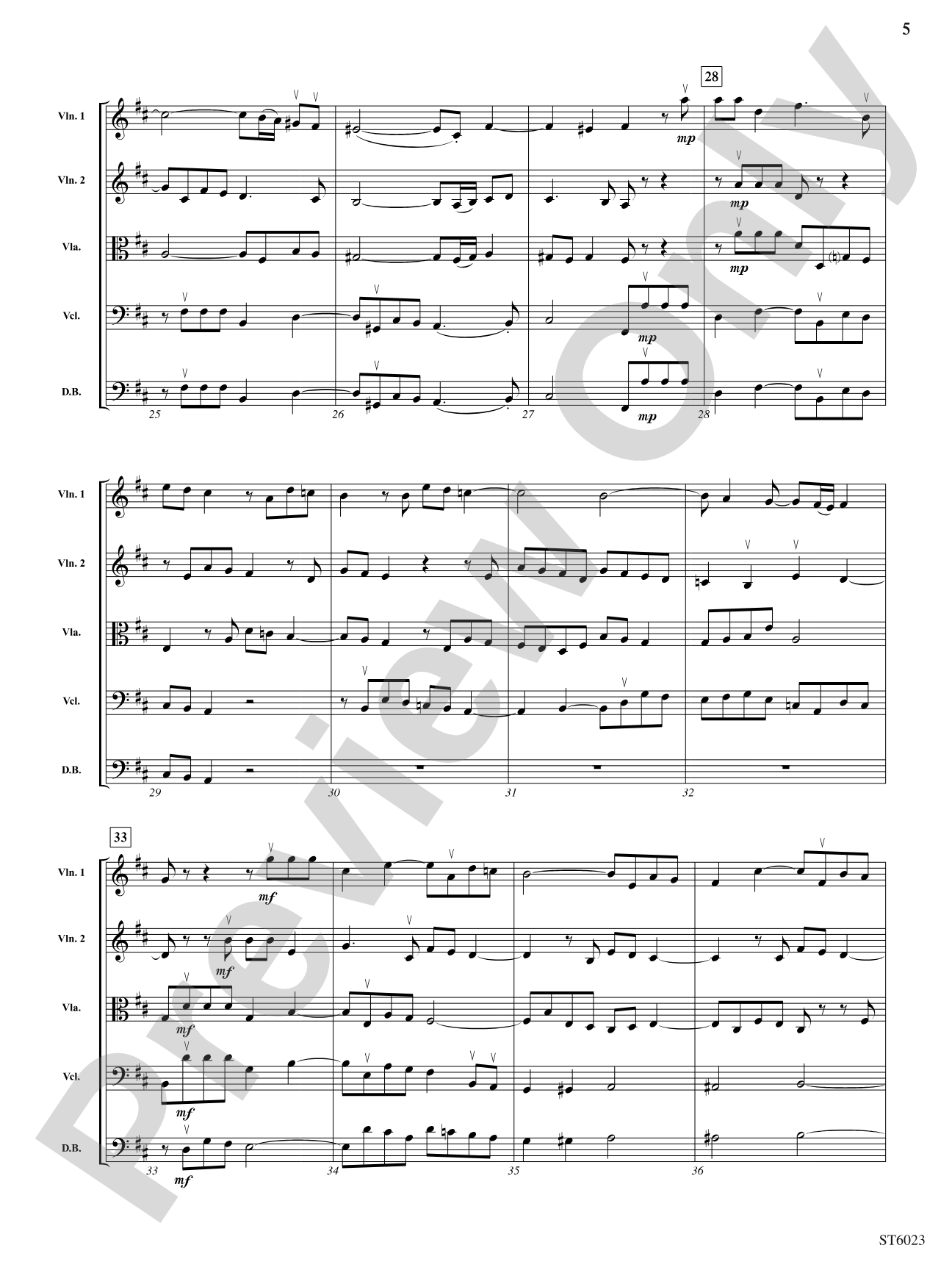Fugue No. 5 in D Major: String Orchestra Conductor Score & Parts