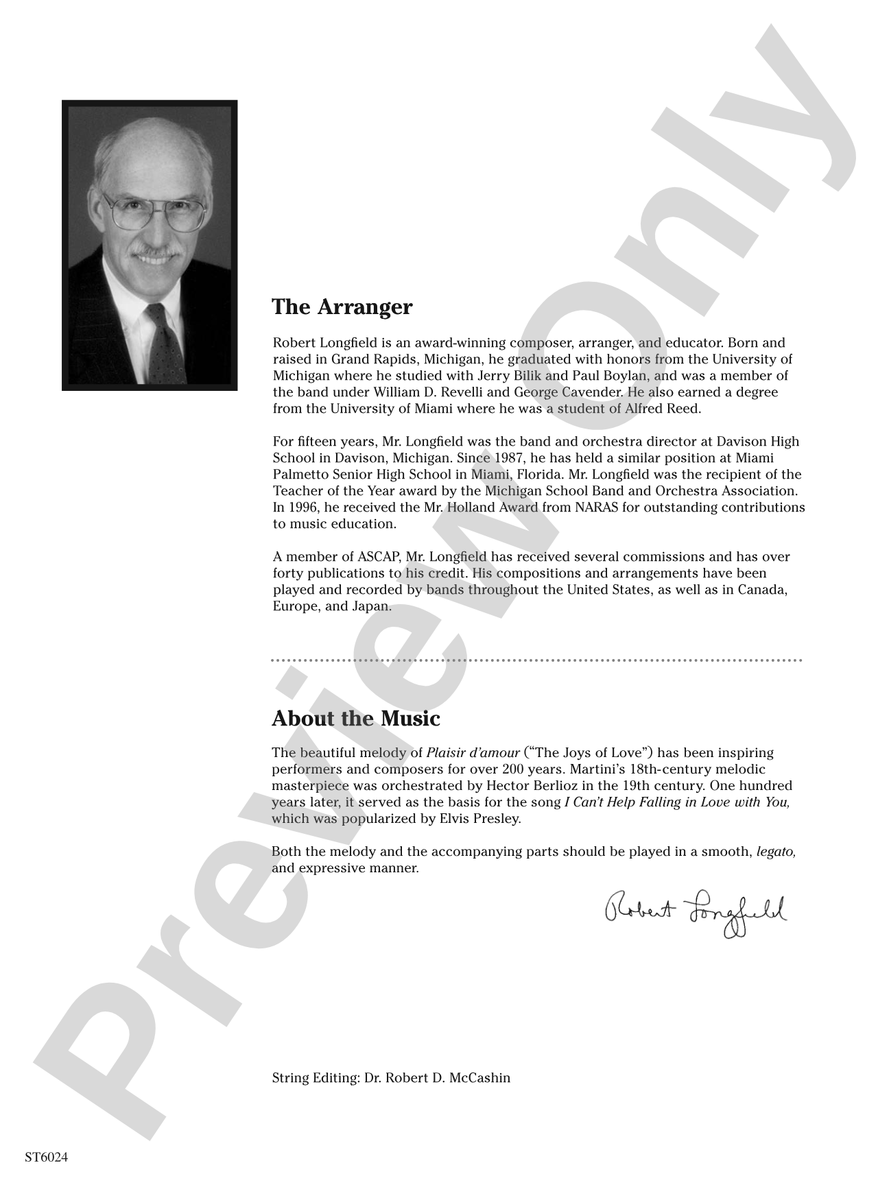 Plaisir d'amour: String Orchestra Conductor Score & Parts