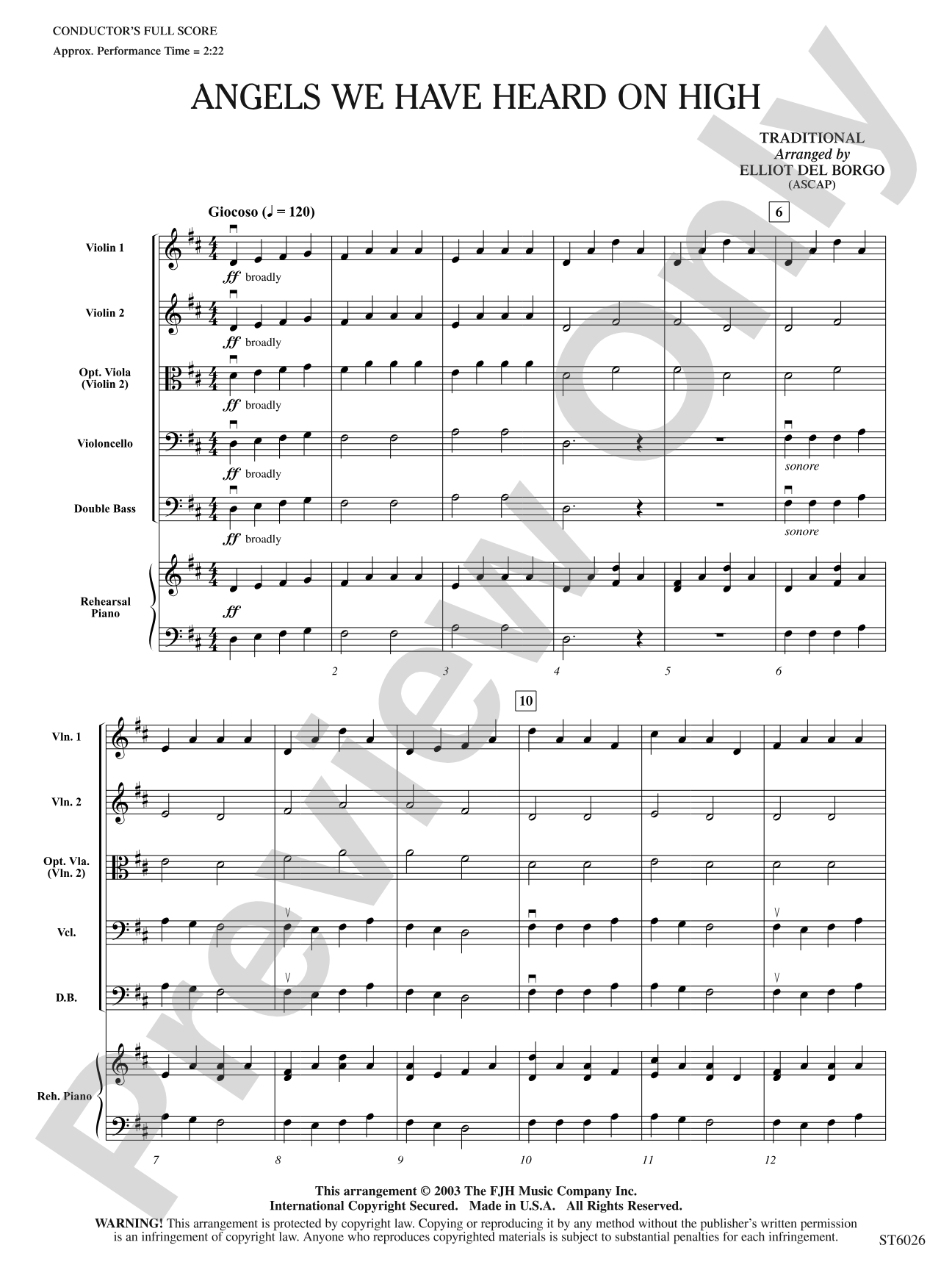 Angels We Have Heard on High: String Orchestra Conductor Score & Parts