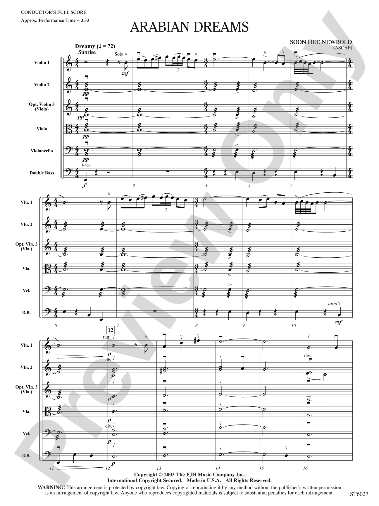 Arabian Dreams: String Orchestra Conductor Score & Parts