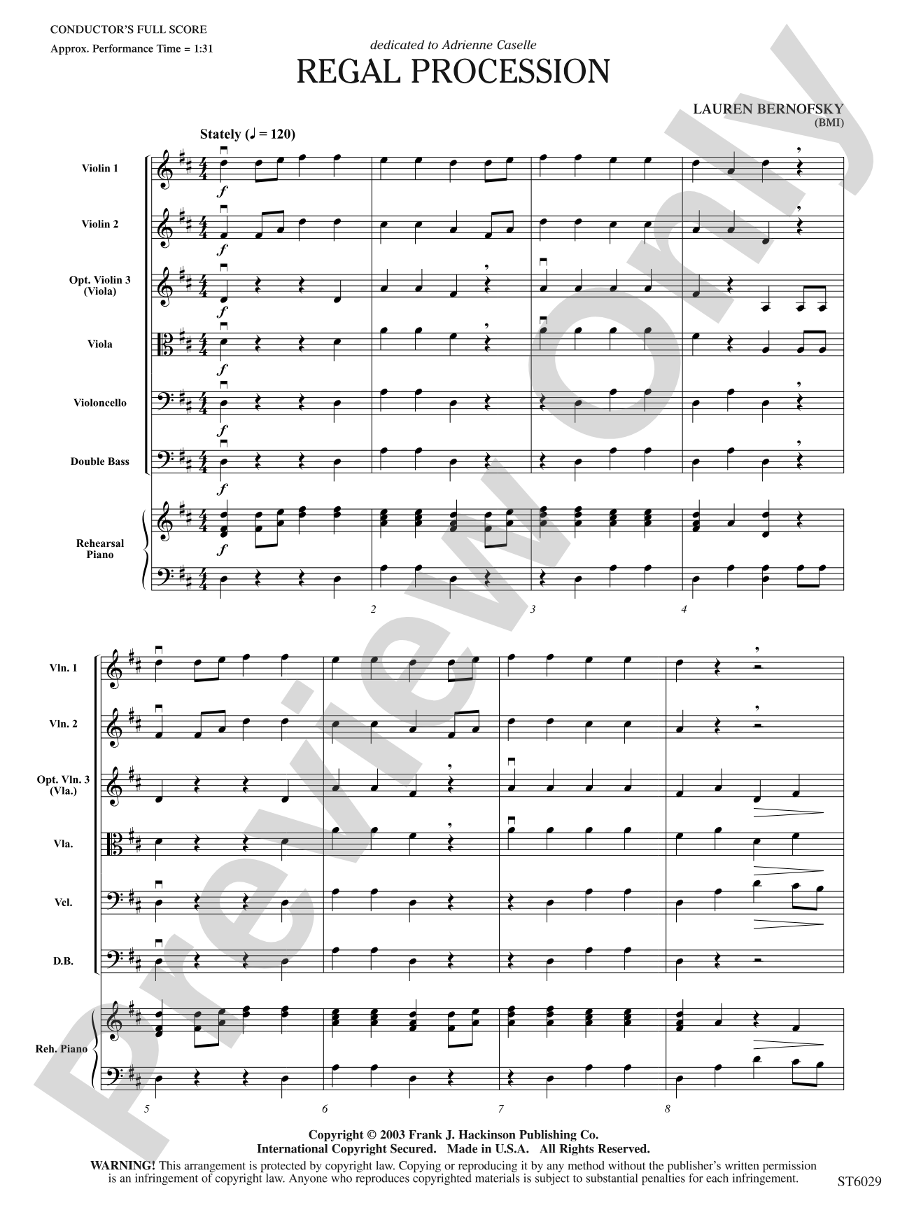 Regal Procession: String Orchestra Conductor Score & Parts
