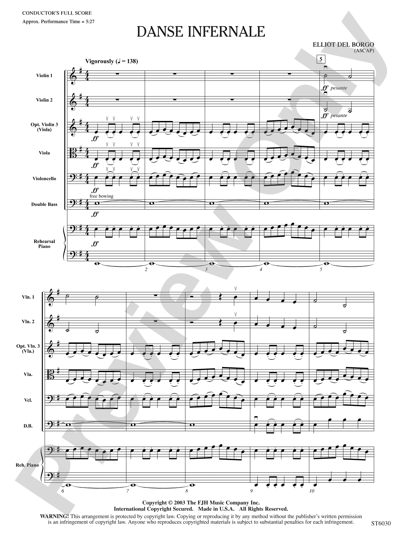 Danse Infernale: String Orchestra Conductor Score & Parts