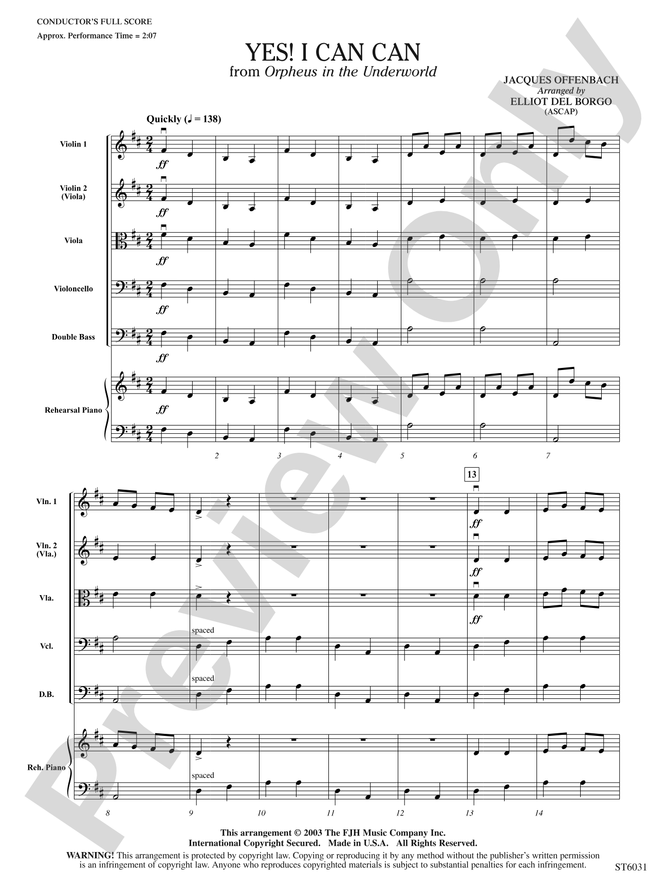 Yes! I Can Can: String Orchestra Conductor Score & Parts